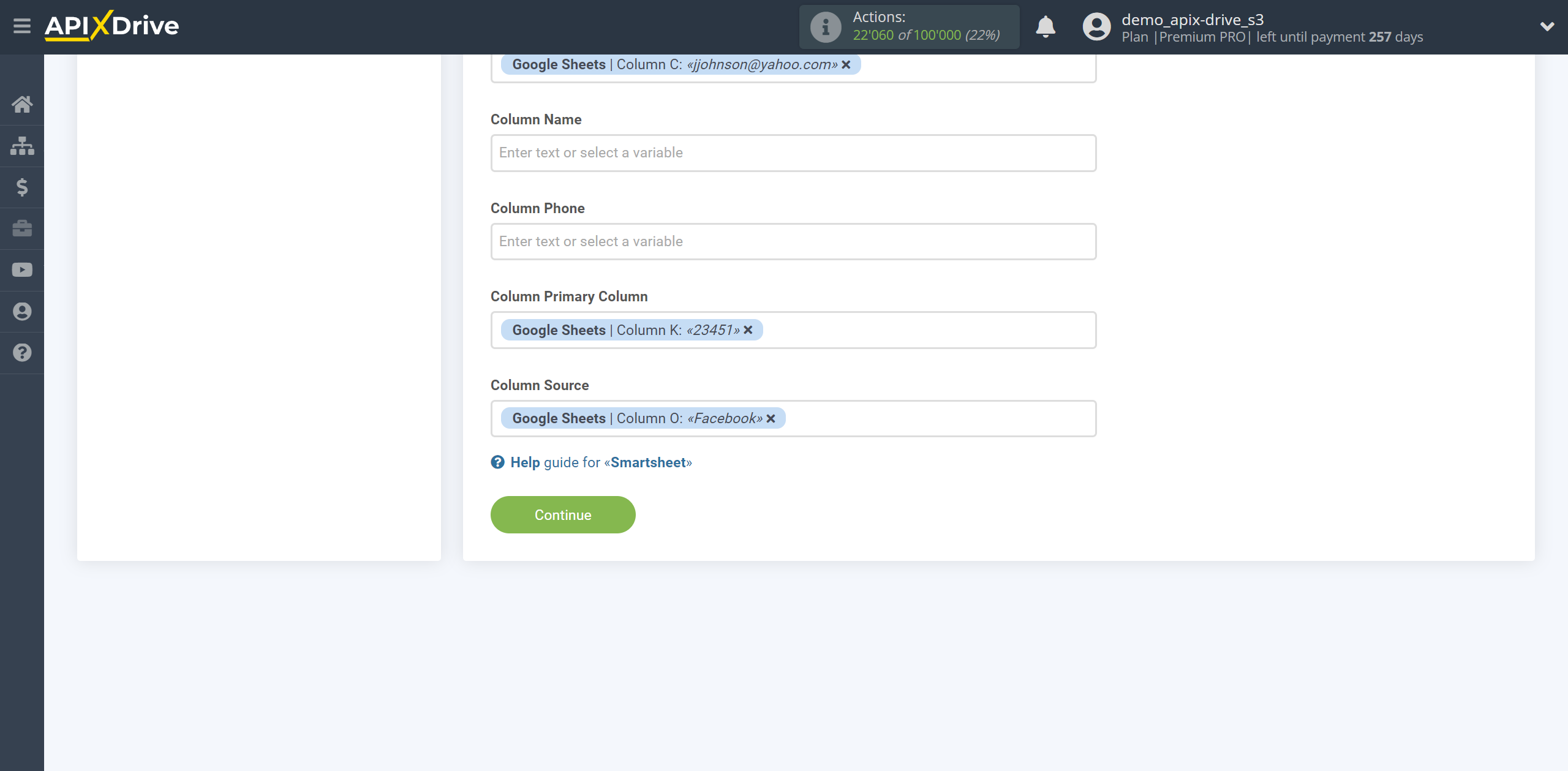 How to setup Smartsheet Update Row / Add Row | Assigning Fields