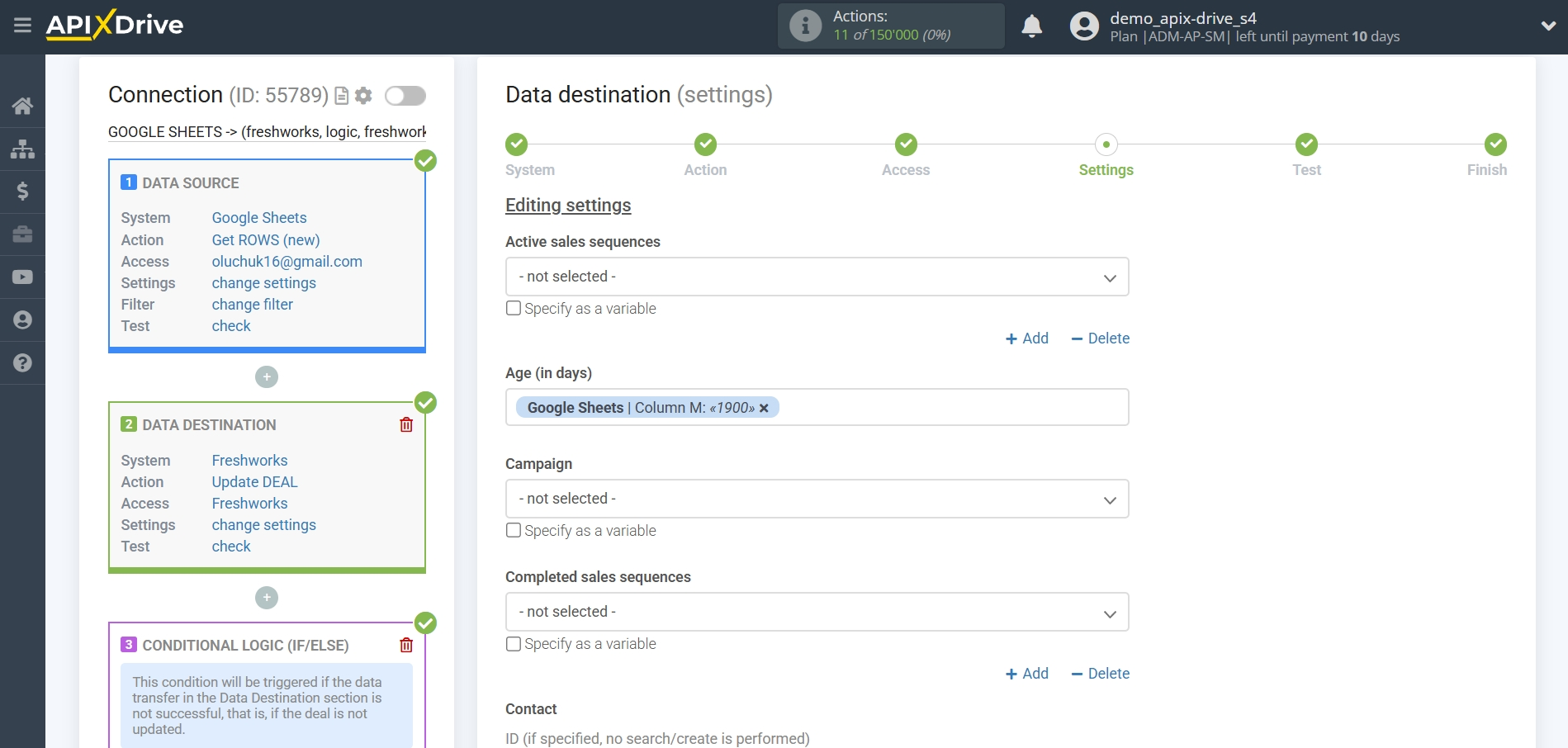 How to setup&nbsp;Freshworks Update Deal / Create Deal | Assigning Fields