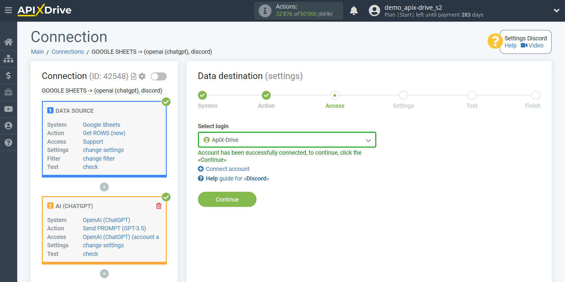 Setting up generate content with OpenAI (ChatGPT) | Account selection