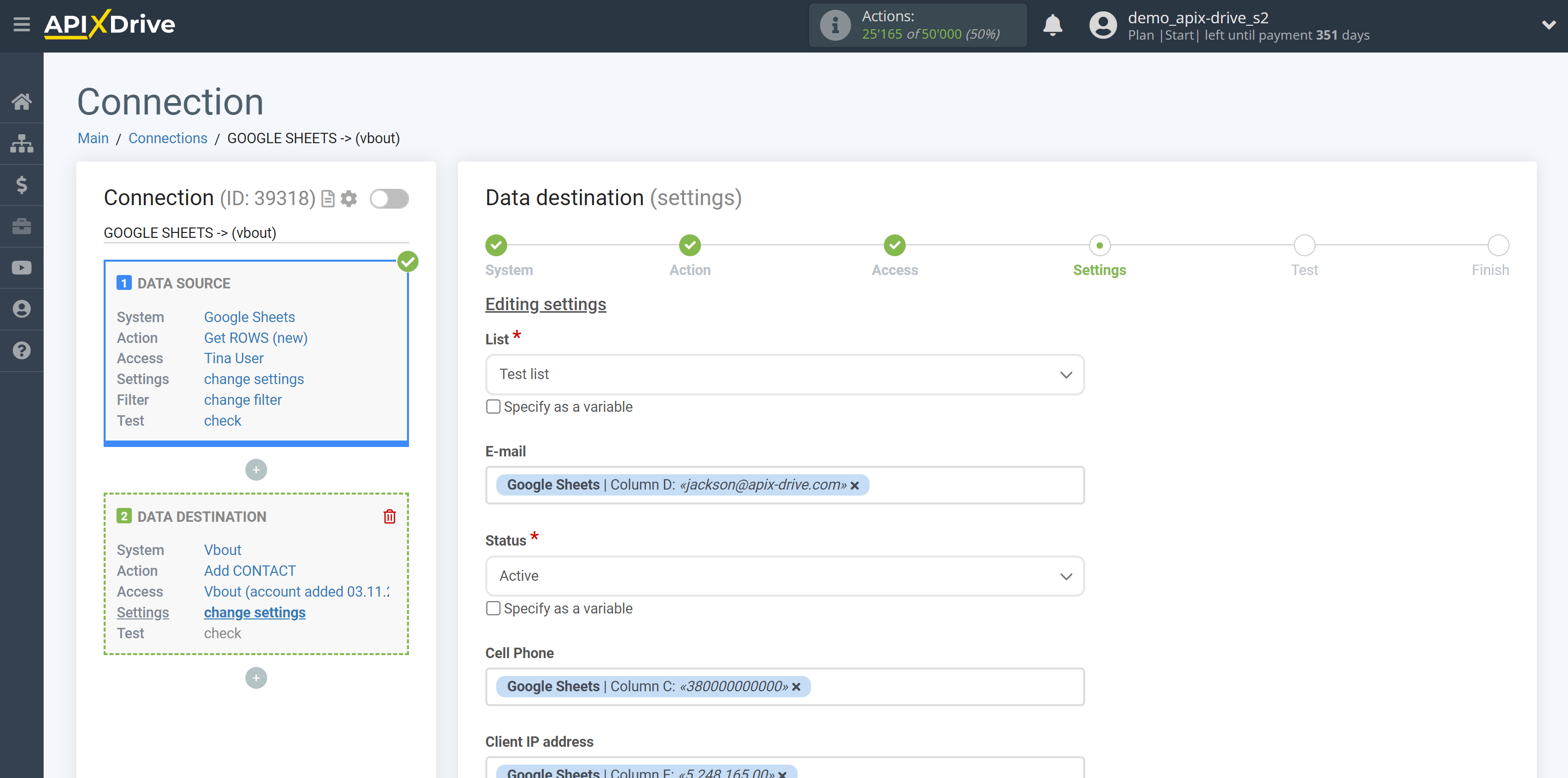 How to Connect Vbout as Data Destination | Assigning Fields