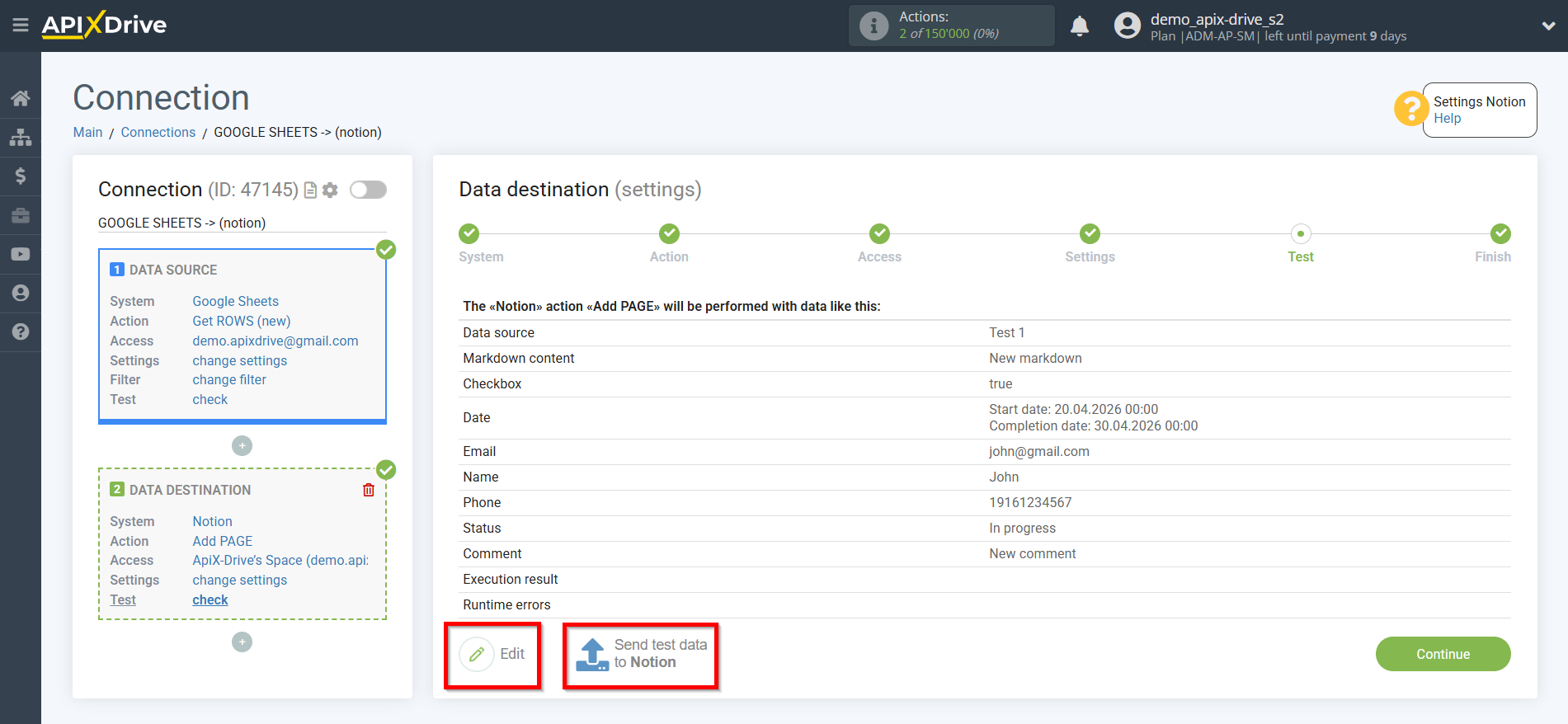 How to Connect Notion as Data Destination | Data Test