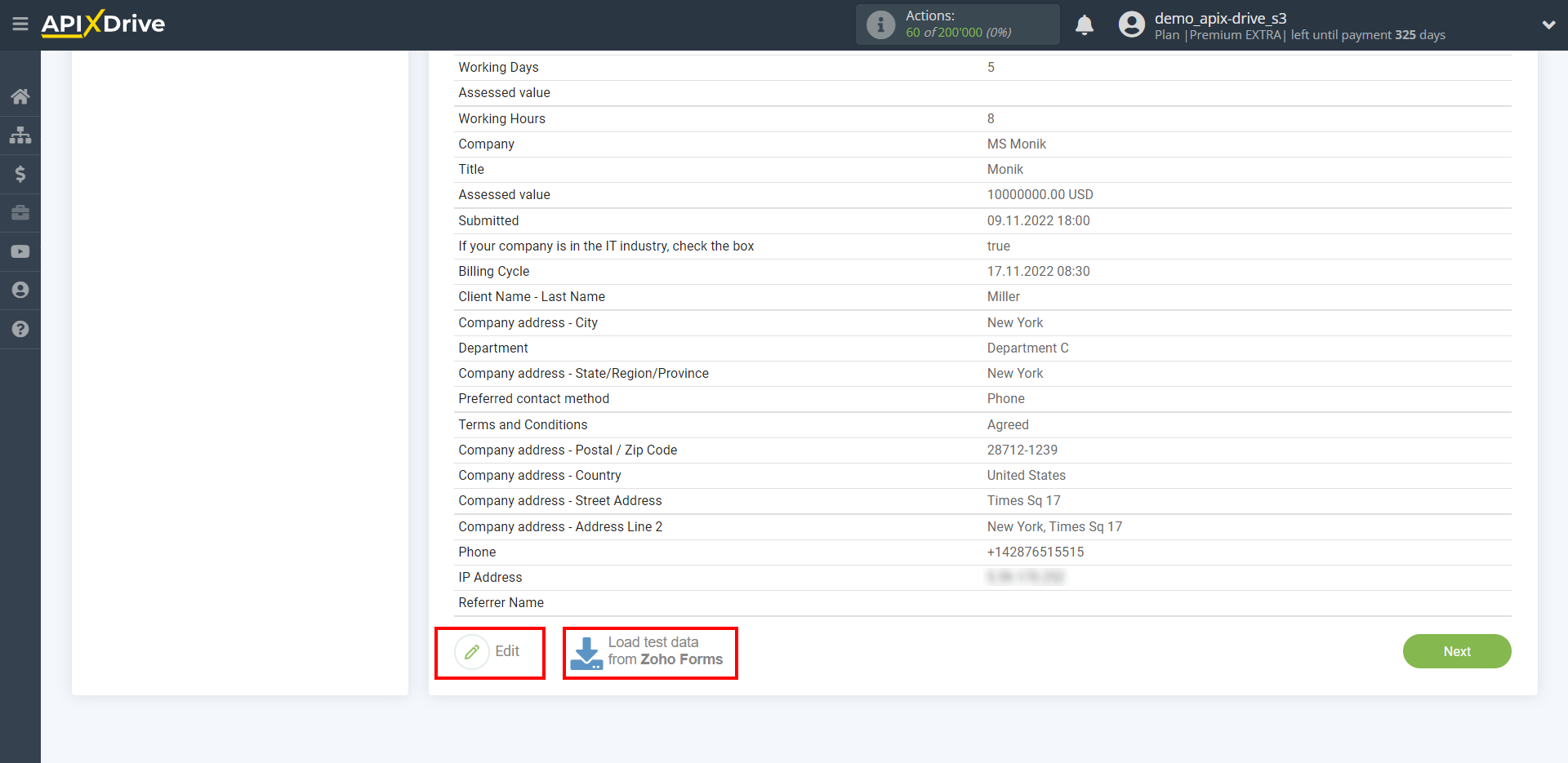 How to Connect Zoho Forms as Data Source | Test data