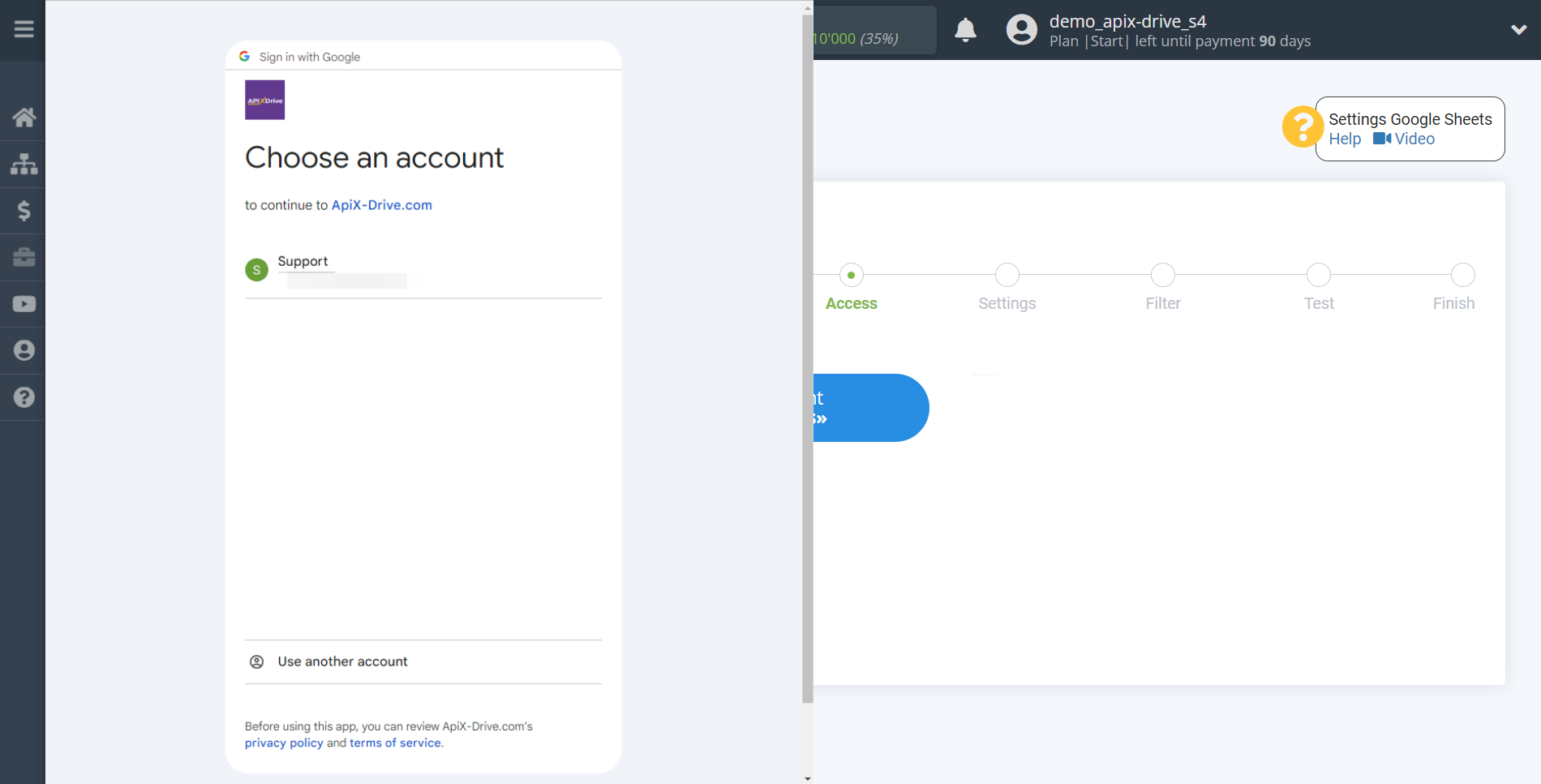 How to Connect Google Sheets as Data Source | Select a Google account to connect