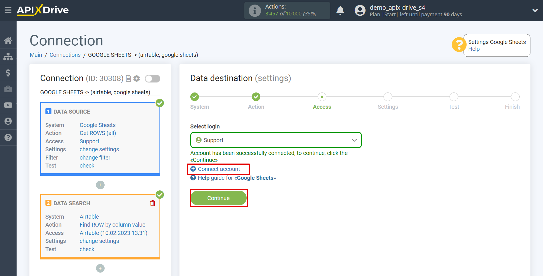 Setting up an AirTable Row Search in Google Sheets | Account selection