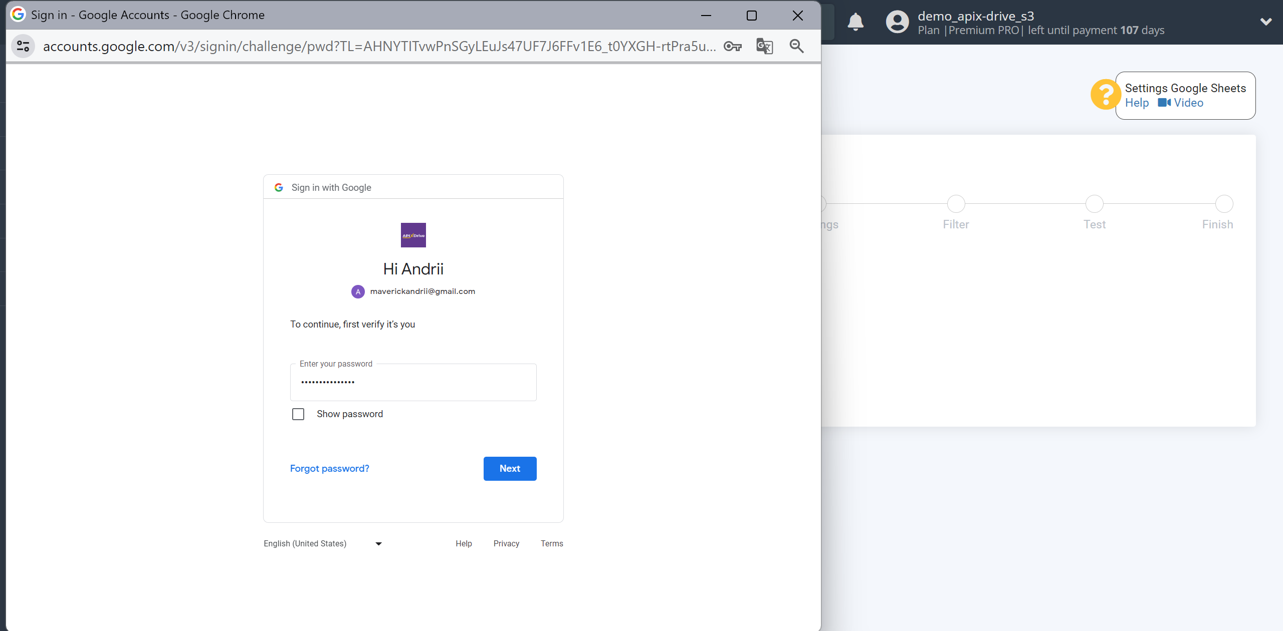 Google Forms | Select a Google account to connect