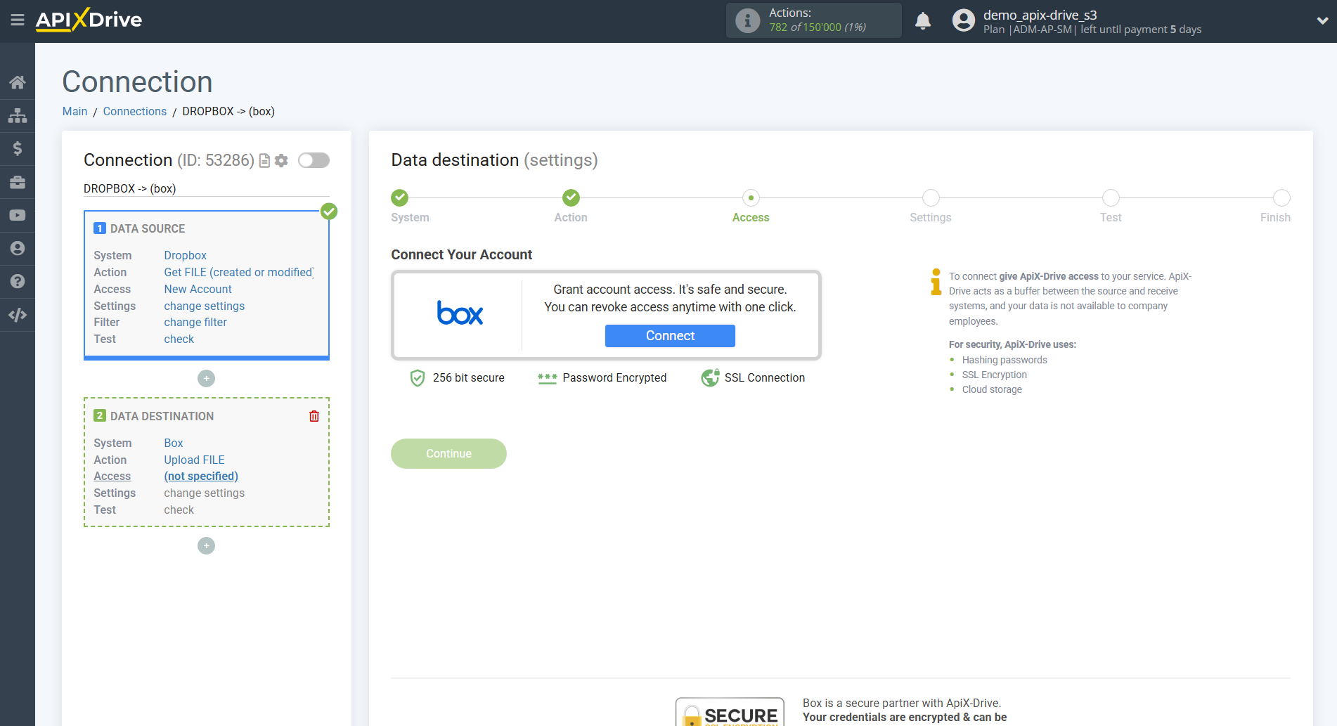How to Connect Box as Data Destination | Account connection