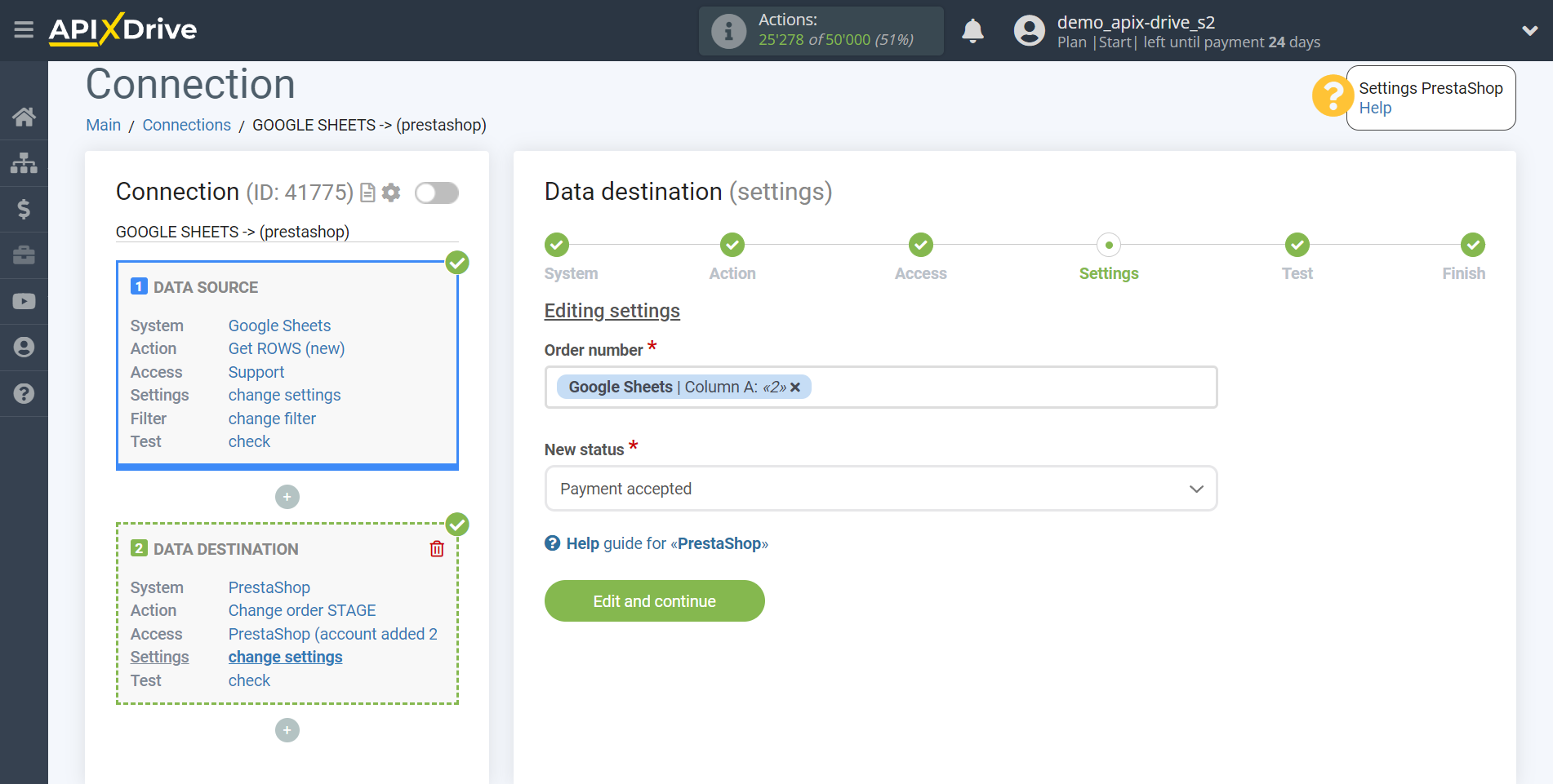 How to Connect PrestaShop as Data Destination | Assigning fields