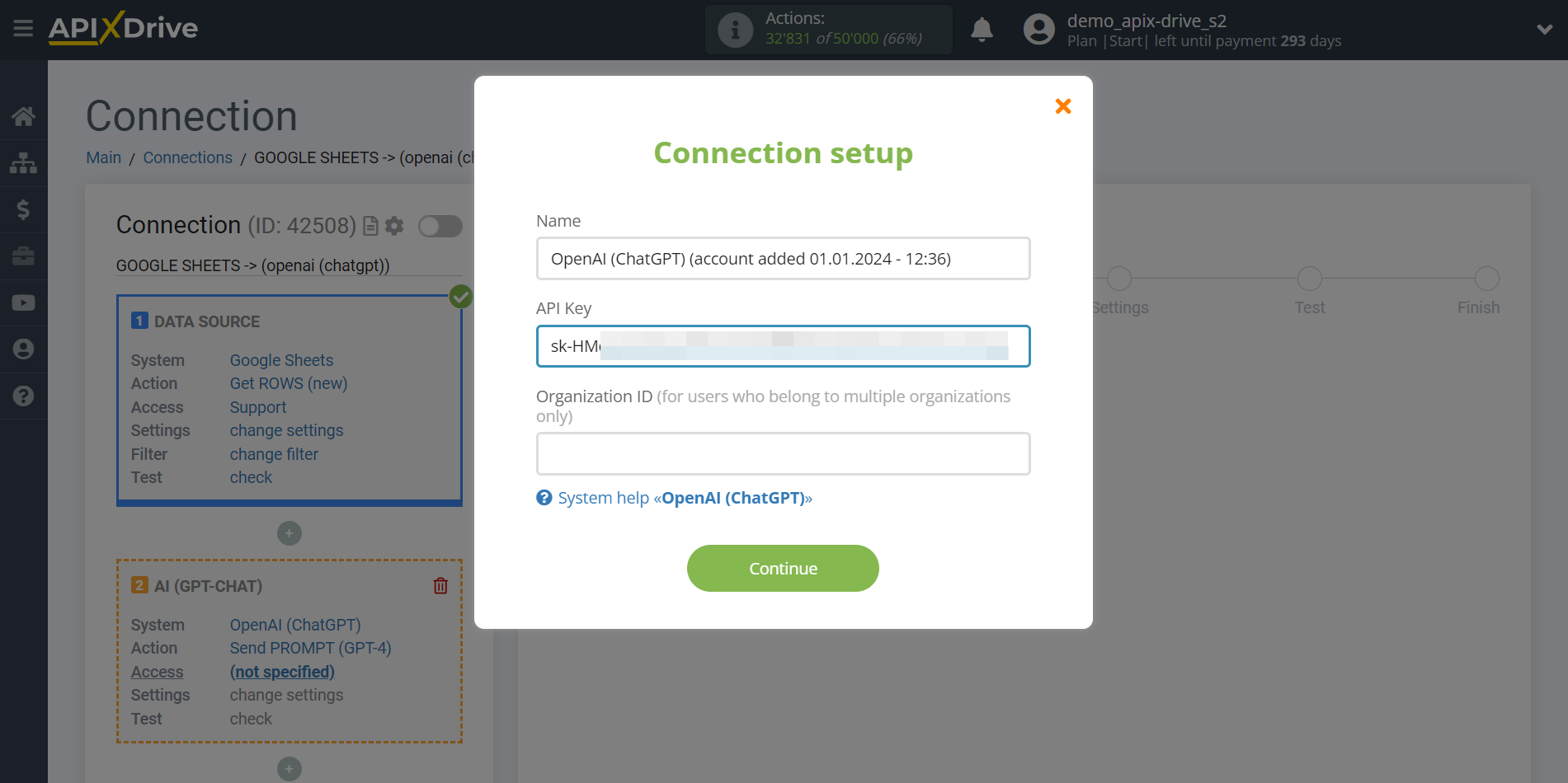 Setting up OpenAI (ChatGPT) in Google Sheets | Account conection