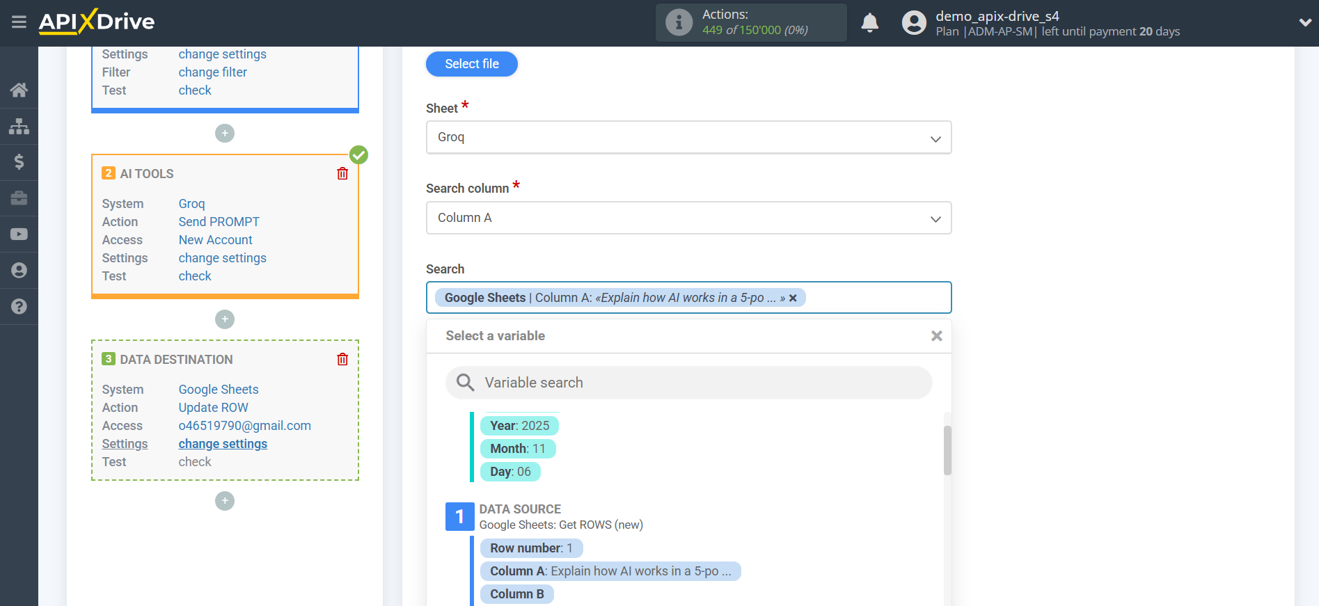 Setting up Groq in Google Sheets | Assigning fields