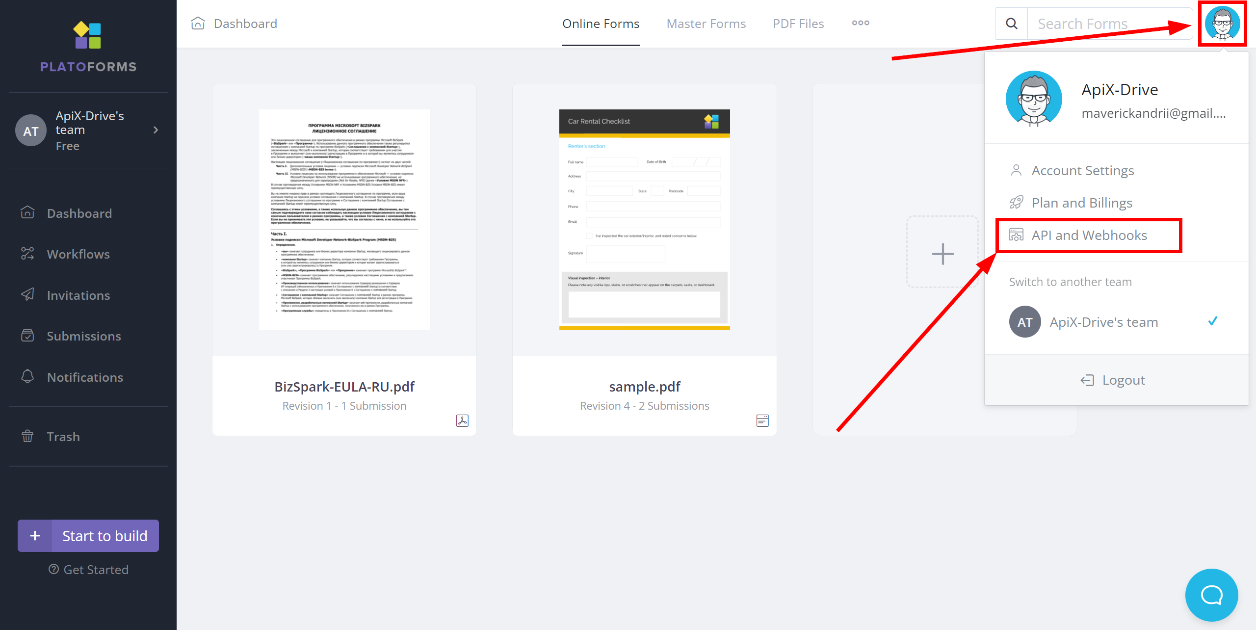 How to Connect PlatoForms as Data Source | Go to Webhook settings