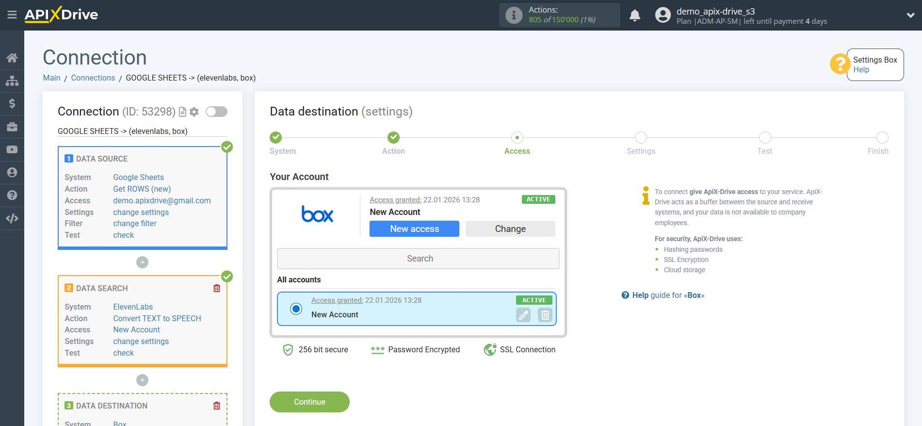 How to Connect Elevenlabs as Data Search | Selecting Box account