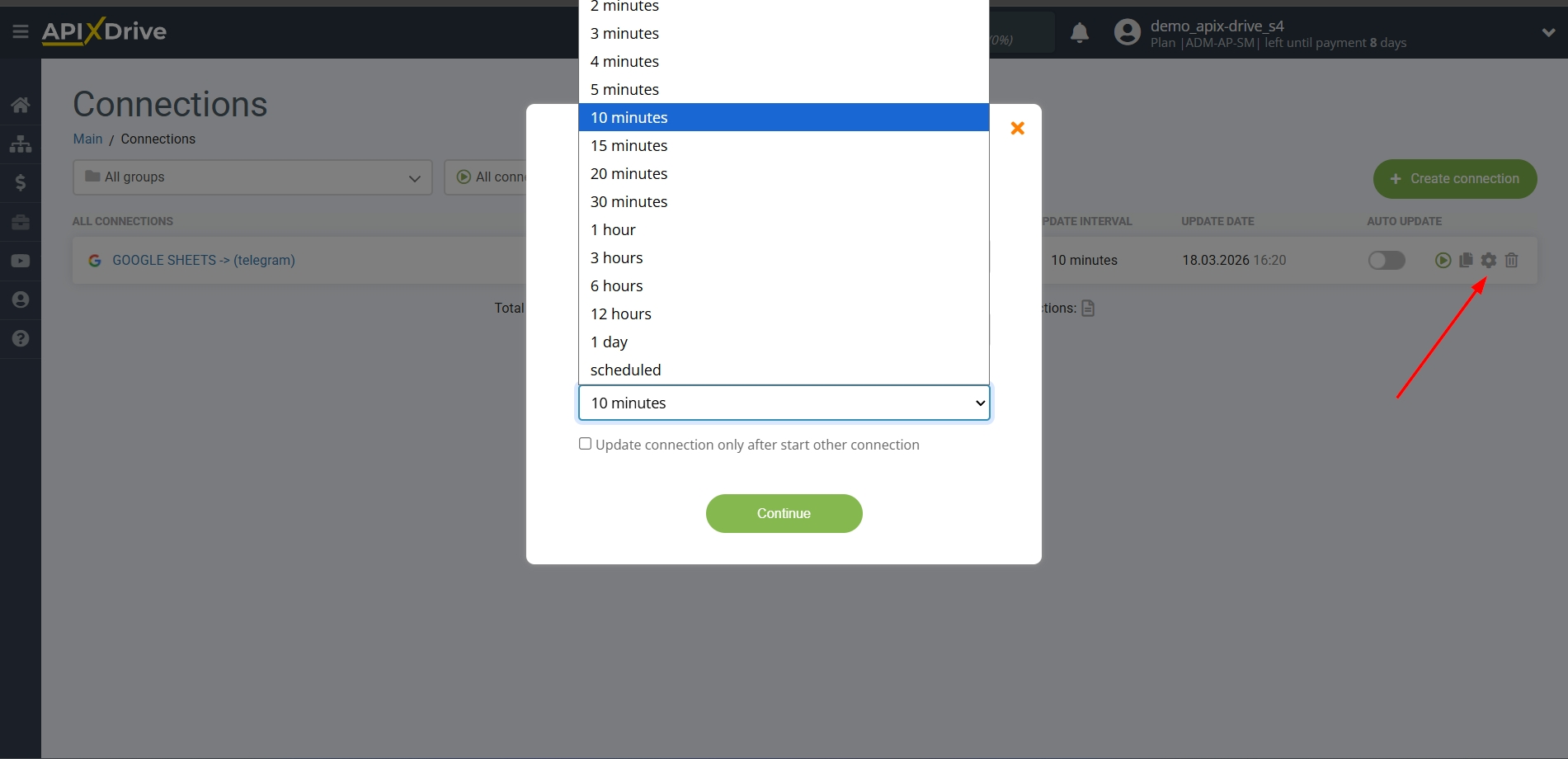 How to Connect Telegram as Data Destination | Update interval