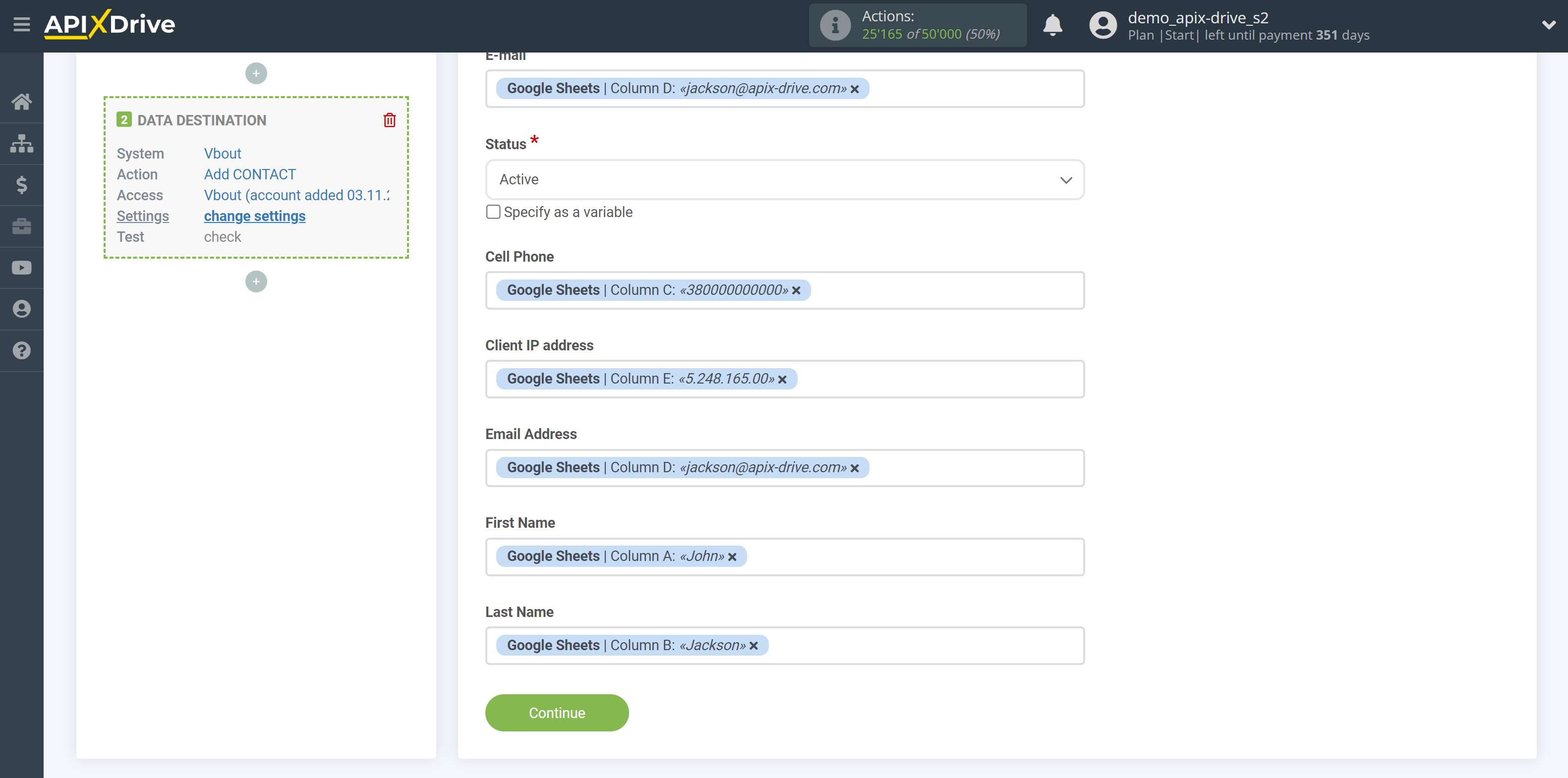 How to Connect Vbout as Data Destination | Assigning Fields