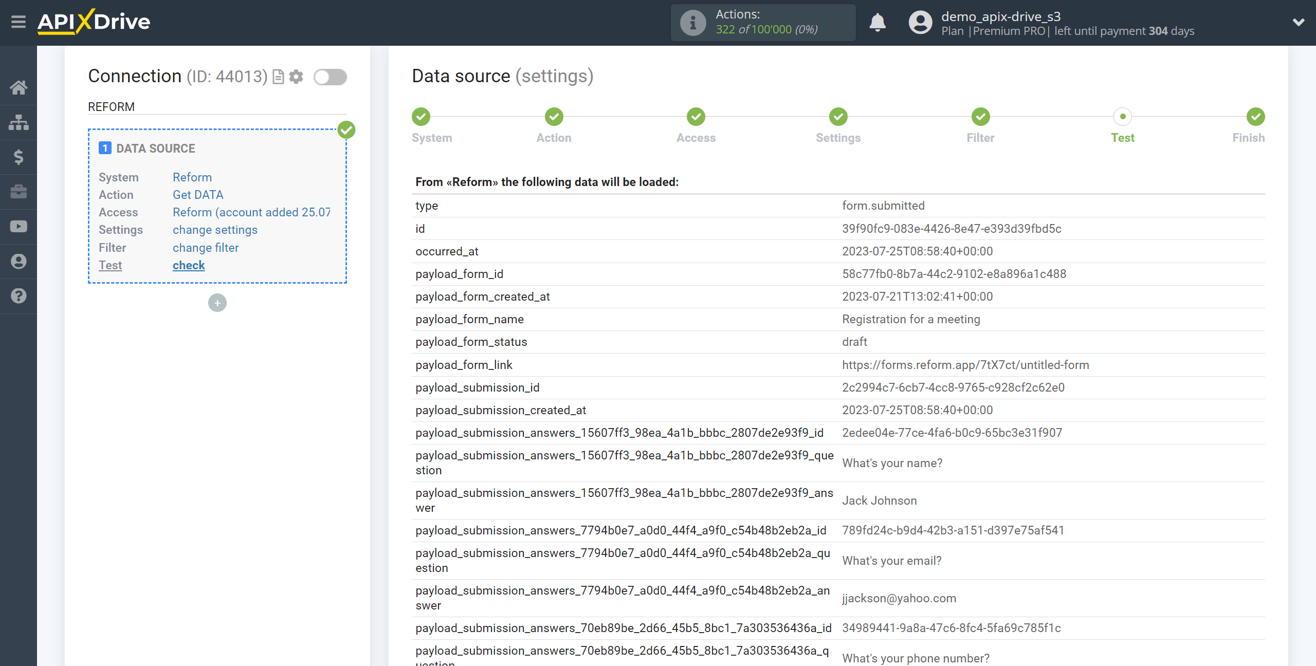 How to Connect Reform as Data Source | Test data