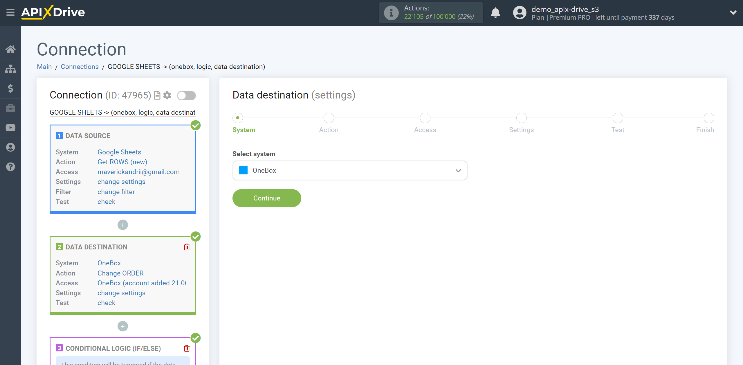 How to setup OneBox Change Order / Create Order | System selection a Data Destination