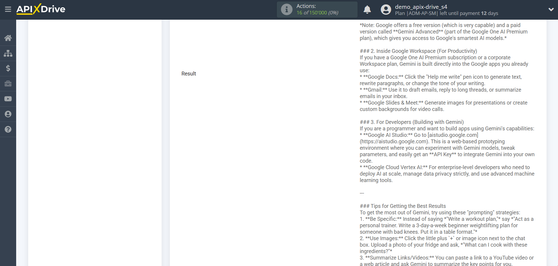Setting up Gemini in Google Sheets | Test data