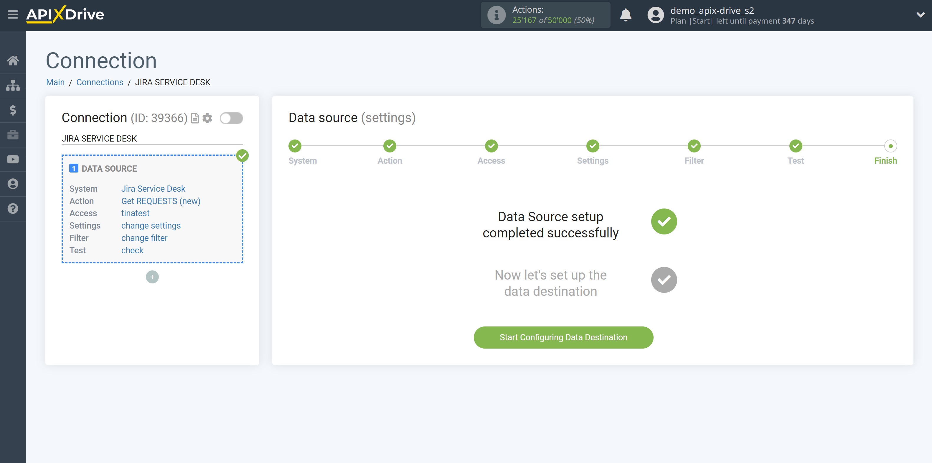 How to Connect Jira Service Management as Data Source | Go to the setup Data Destination