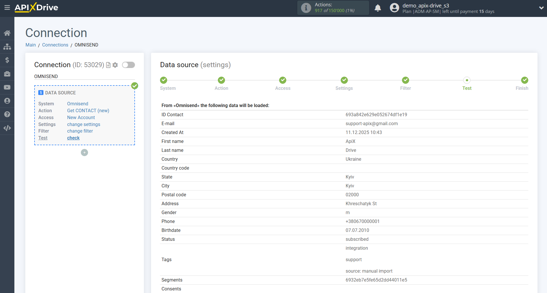 How to Connect Omnisend as Data Source | Test data How to Connect Omnisend as Data Source | Test data