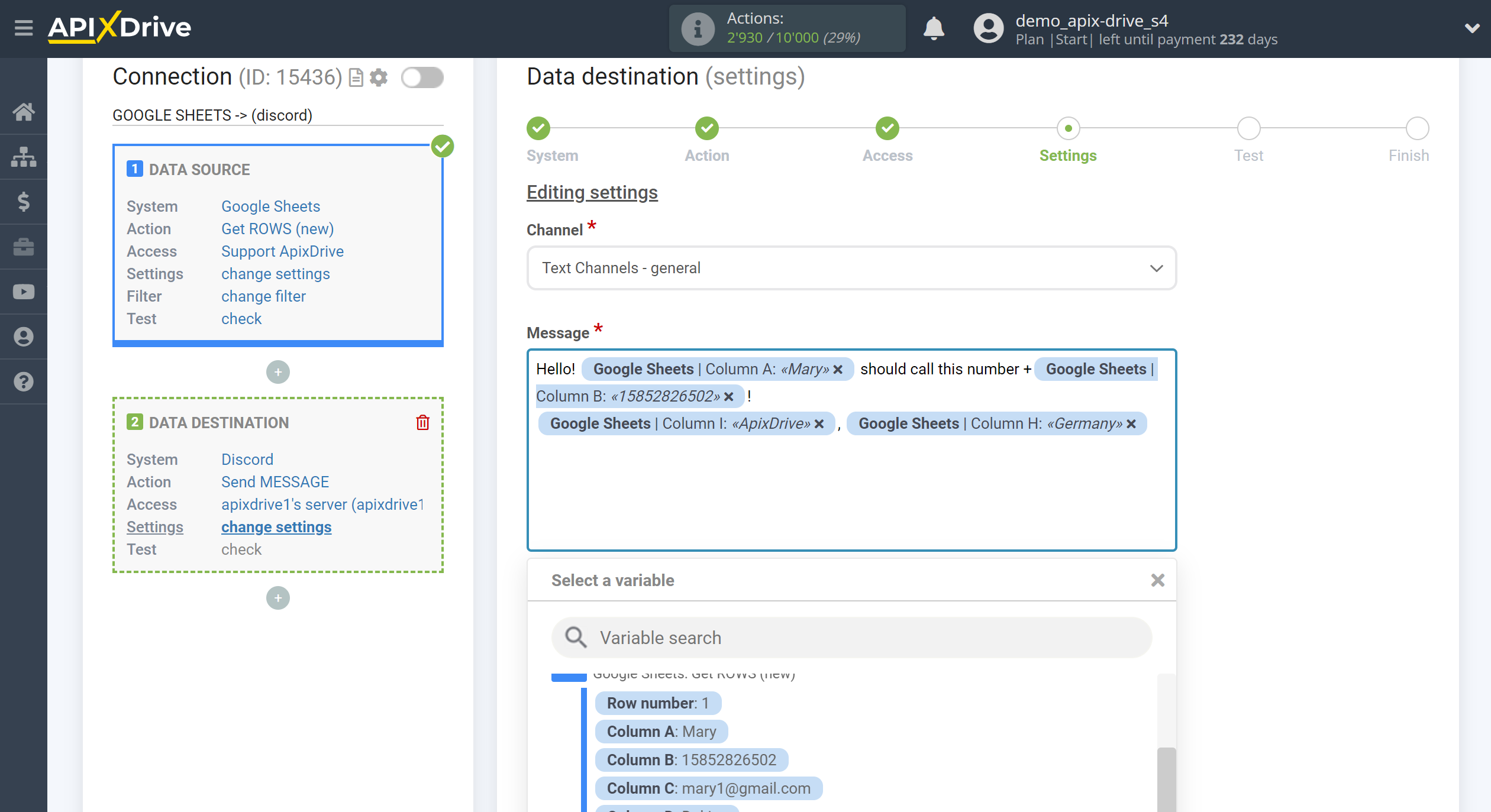 How to Connect Discord as Data Destination | Assigning fields