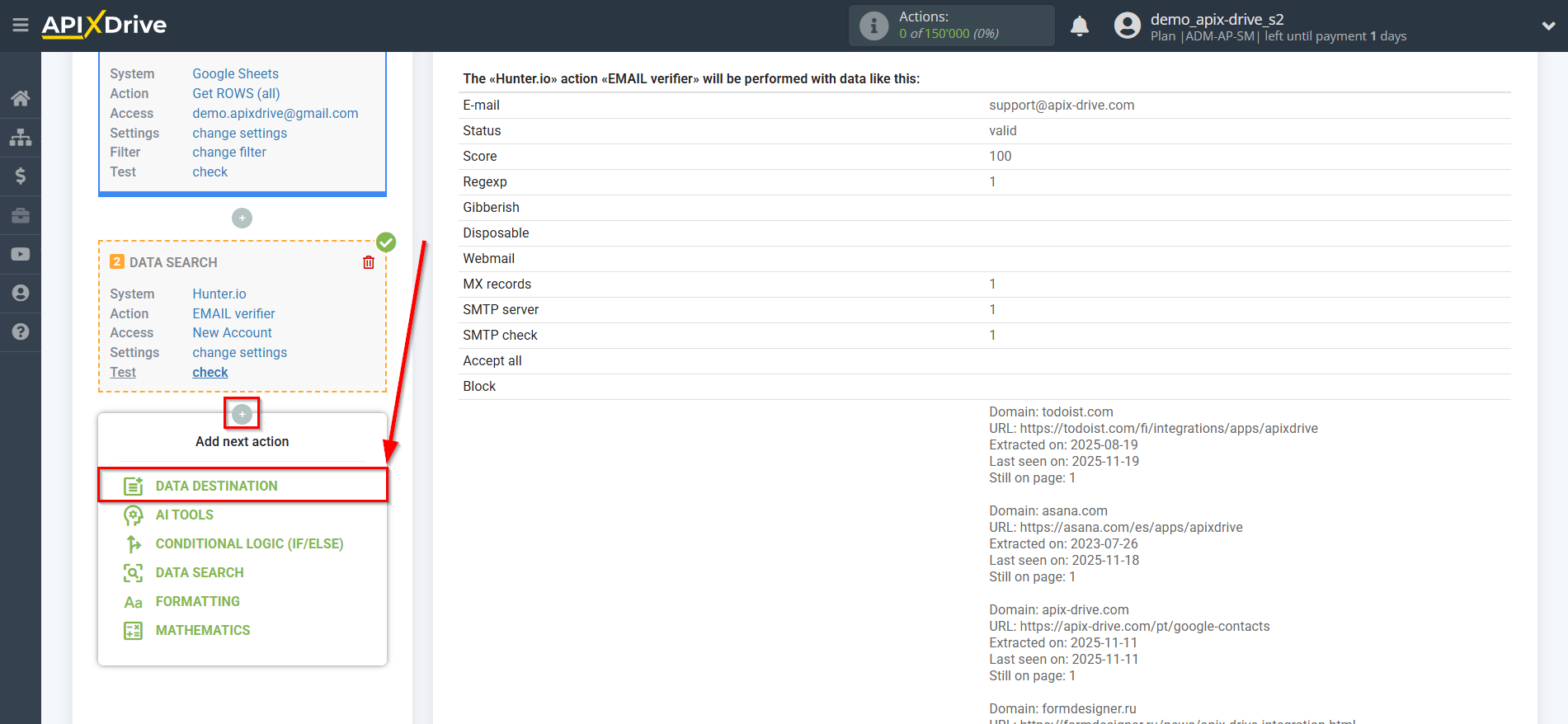Setting Search to Verification EMAIL Hunter.io in Google Sheets | Setup Data Destination system Setting Search to Verification EMAIL Hunter.io in Google Sheets | Setup Data Destination system