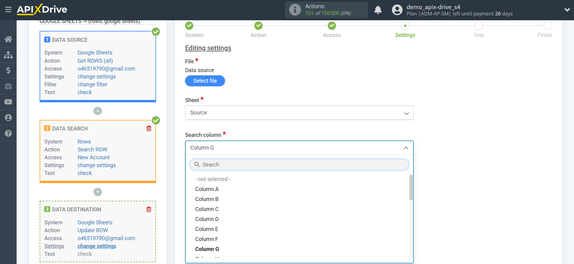 Setting up an Rows Item Search in Google Sheets | Assigning fields Setting up an Rows Item Search in Google Sheets | Assigning fields