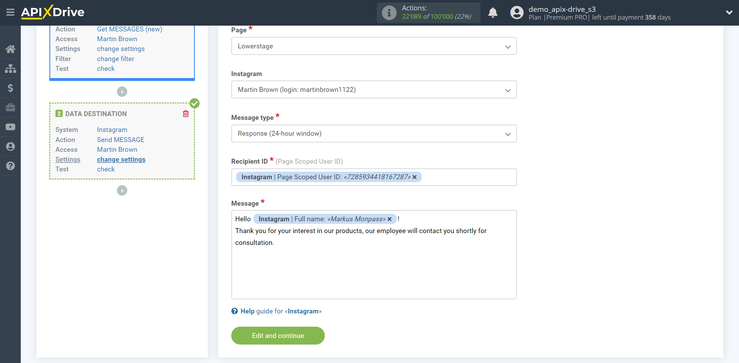 How to Connect Instagram Direct as Data Destination | Assigning Fields