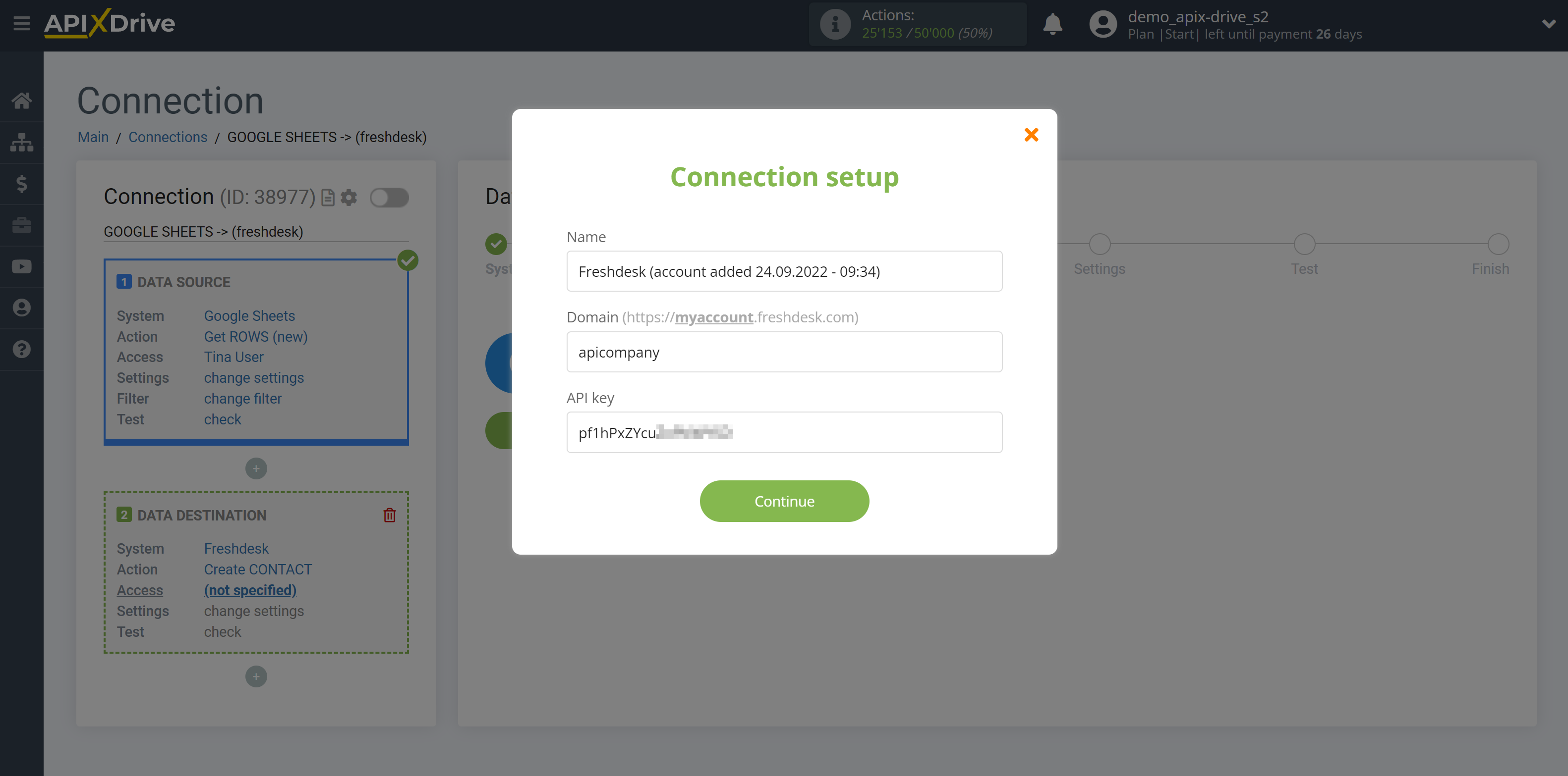 How to Connect Freshdesk as Data Destination | Connection setup