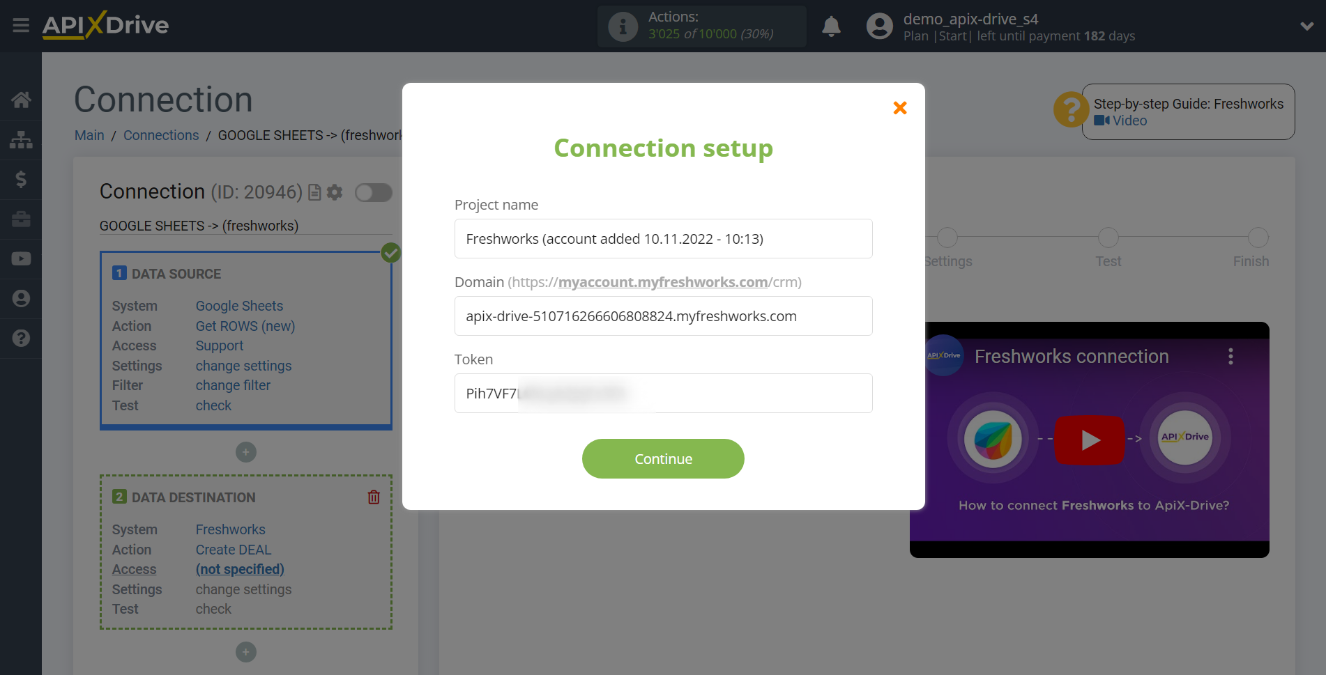 How to Connect Freshworks as Data Destination | Connection setup