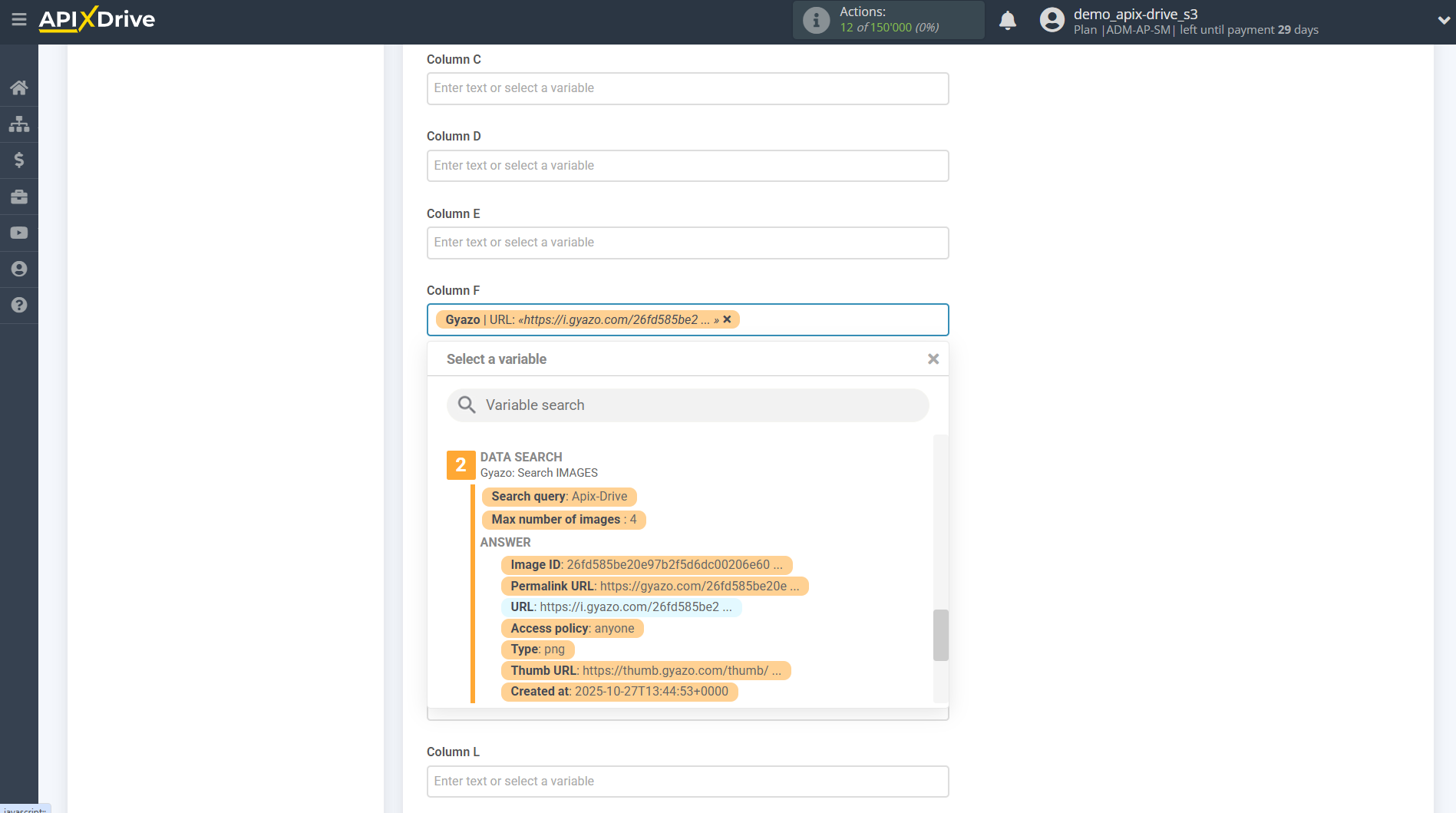 Setting up Gyazo IMAGES Search in Google Sheets | Assigning fields Setting up Gyazo IMAGES Search in Google Sheets | Assigning fields