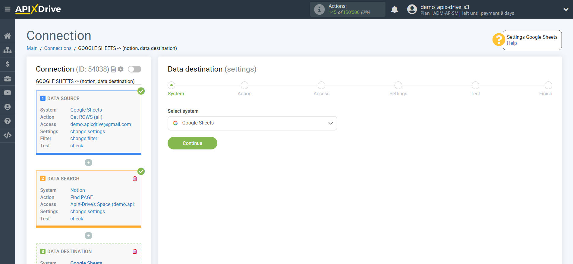 Setting up an Notion Item Search in Google Sheets | System selection