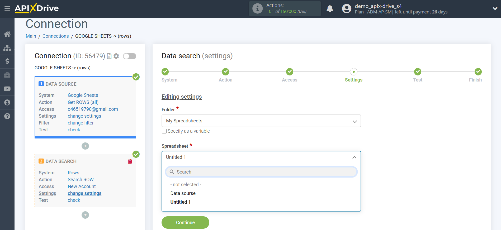 Setting up an Rows Item Search in Google Sheets | Assigning fields Setting up an Rows Item Search in Google Sheets | Assigning fields