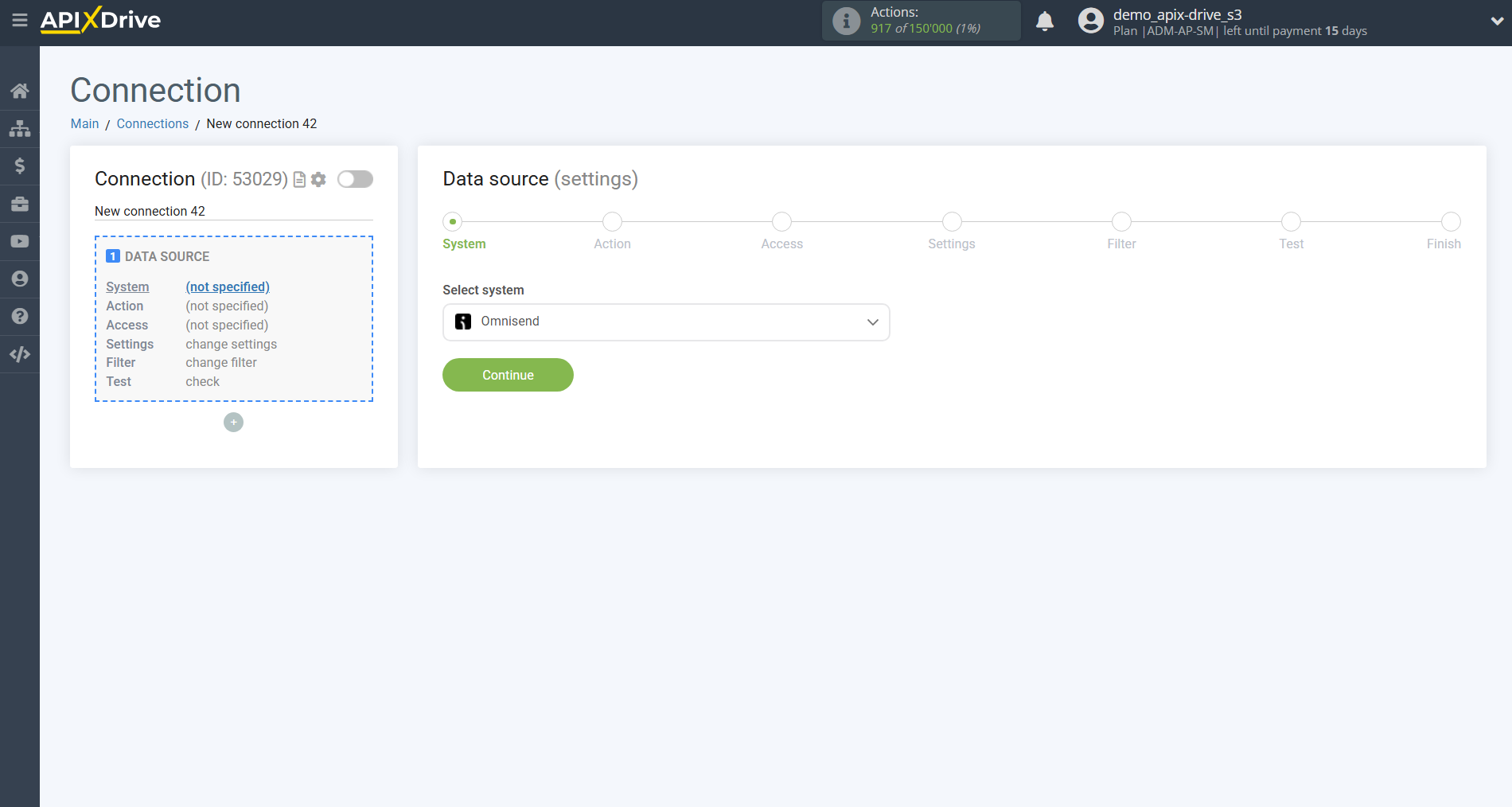 How to Connect Omnisend as Data Source | System selection How to Connect Omnisend as Data Source | System selection