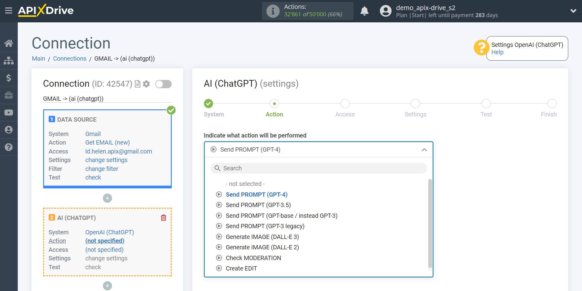 Setting up analyze emails with OpenAI (ChatGPT) | Action selection