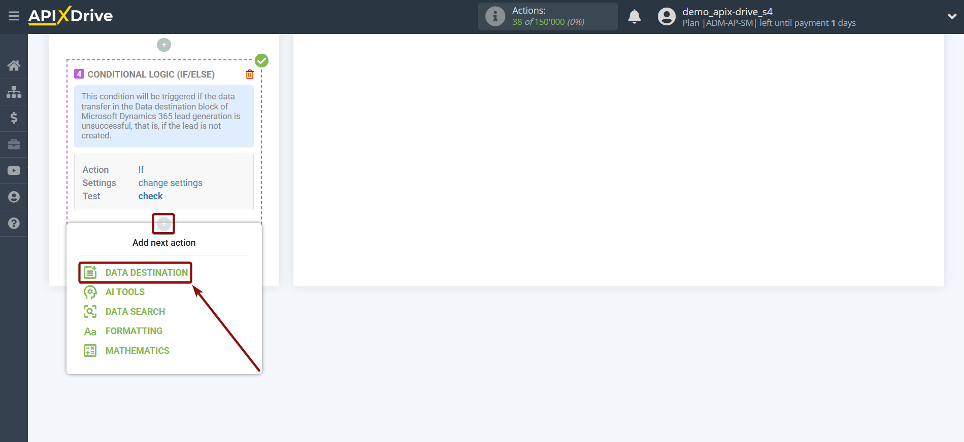 How to setup Microsoft Dynamics 365 Update Lead / Create Lead | Start setting up Slack Data Destination inside the Logic section How to setup Microsoft Dynamics 365 Update Lead / Create Lead | Start setting up Slack Data Destination inside the Logic section