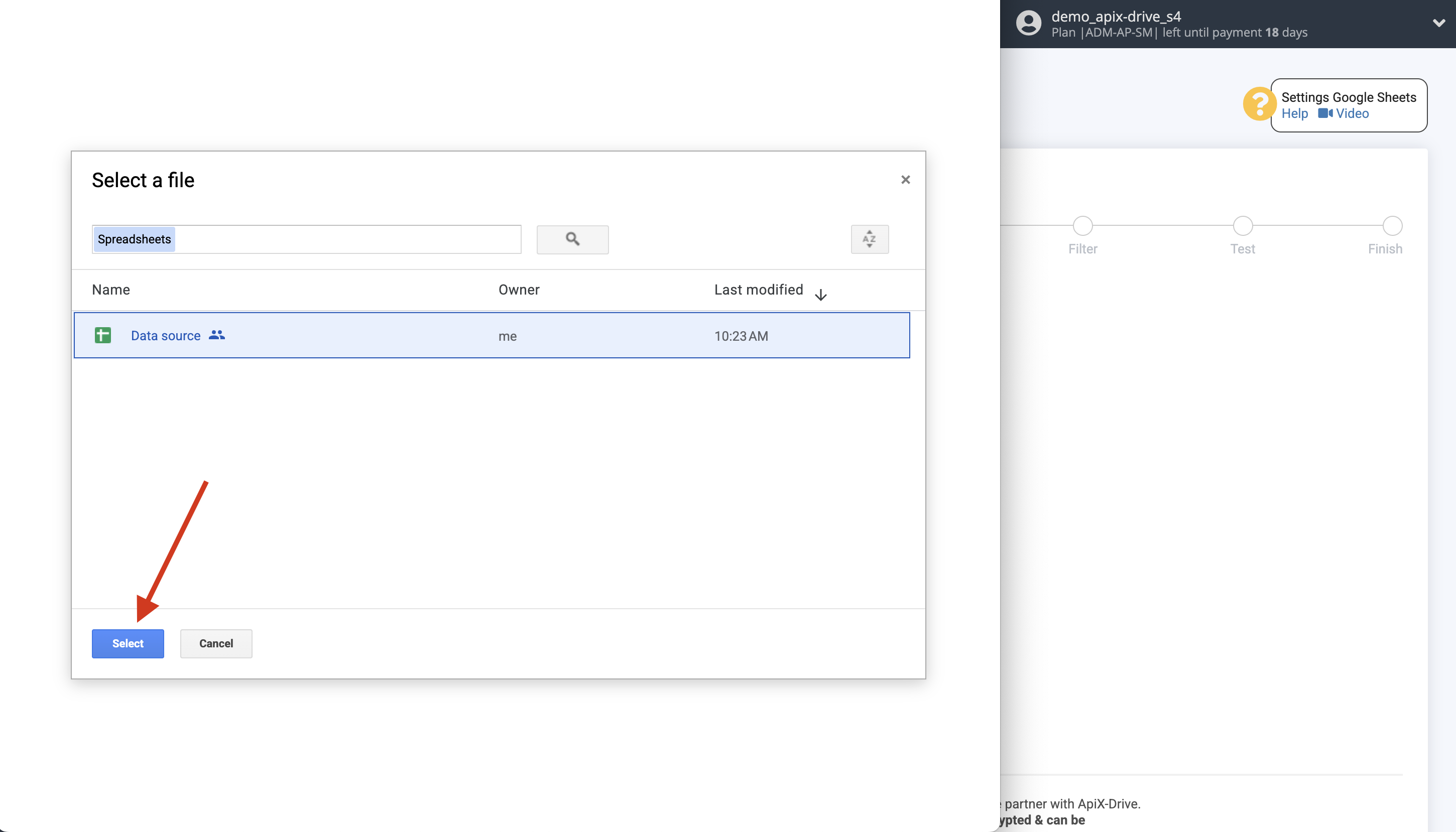 Telegram File Upload Settings to Dropbox | Select a Google account to connect