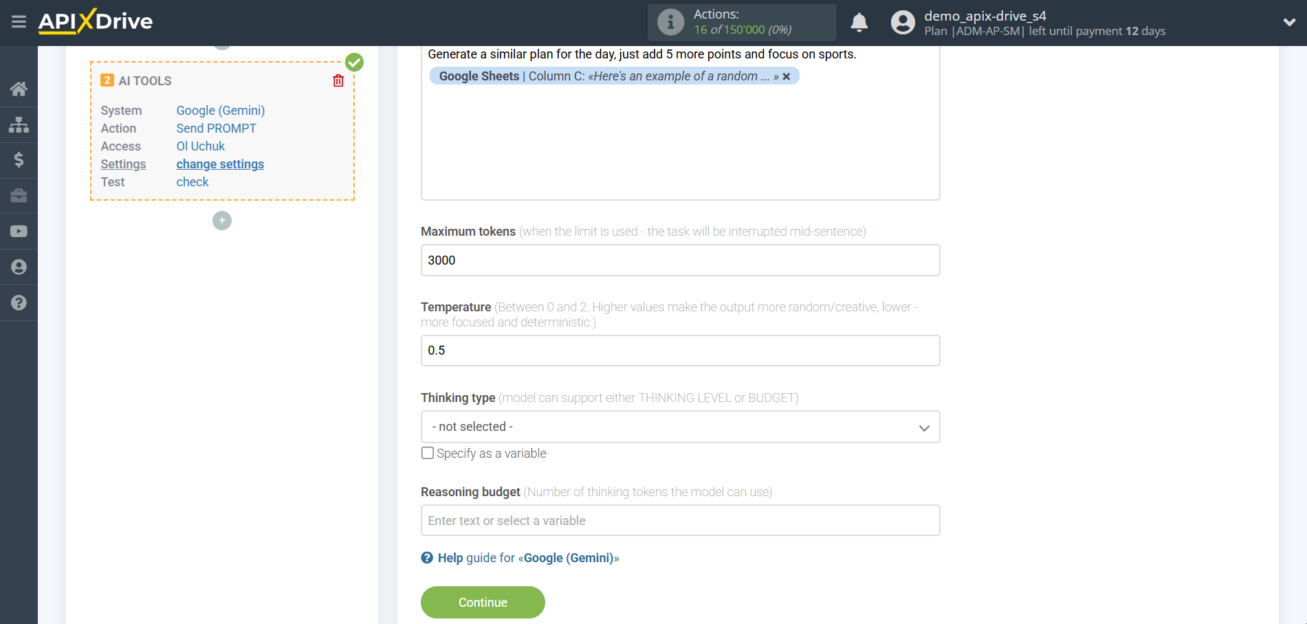 Setting up Gemini in Google Sheets | Assigning fields