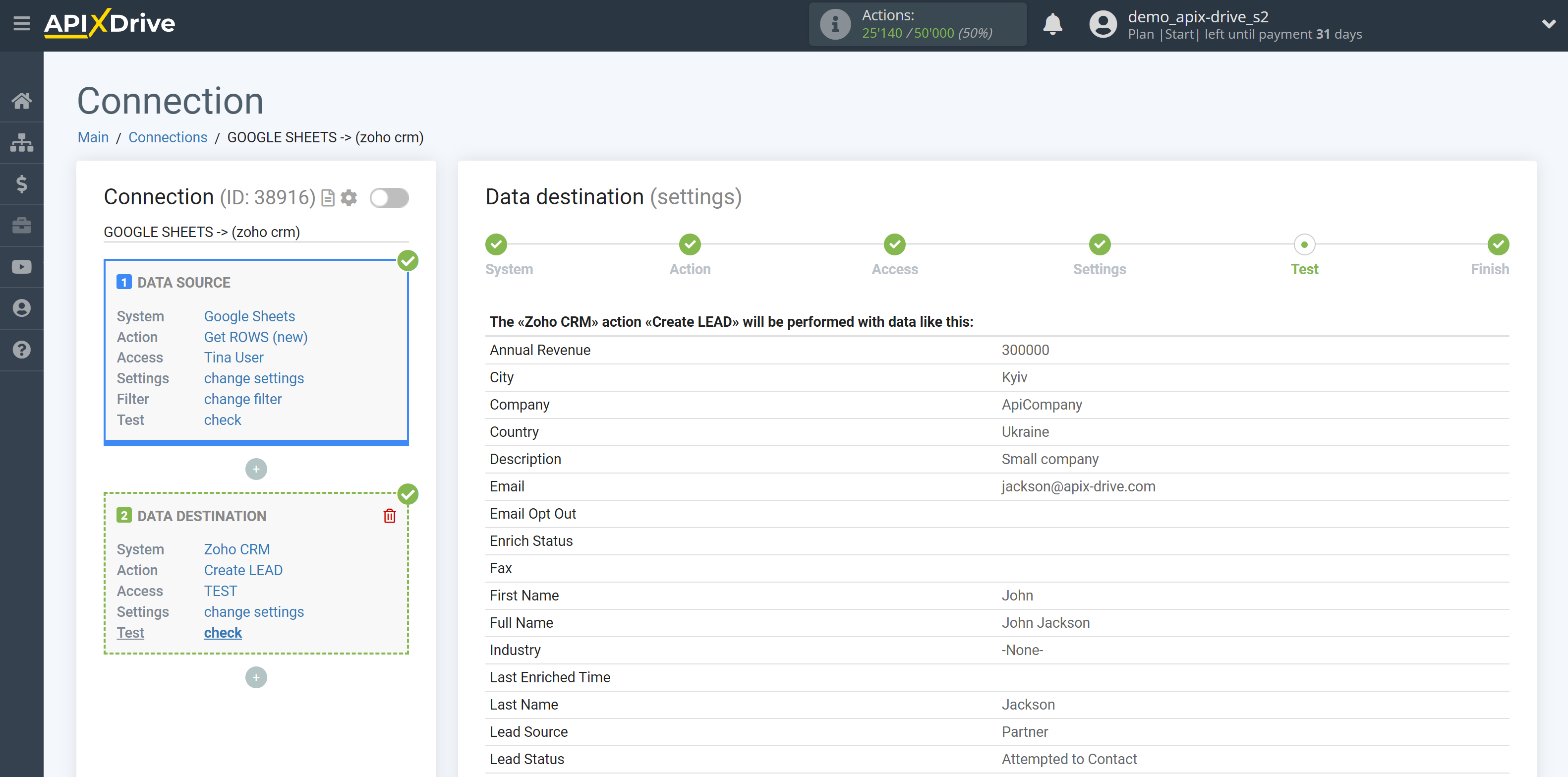 How to Connect Zoho CRM as Data Destination | Data Test