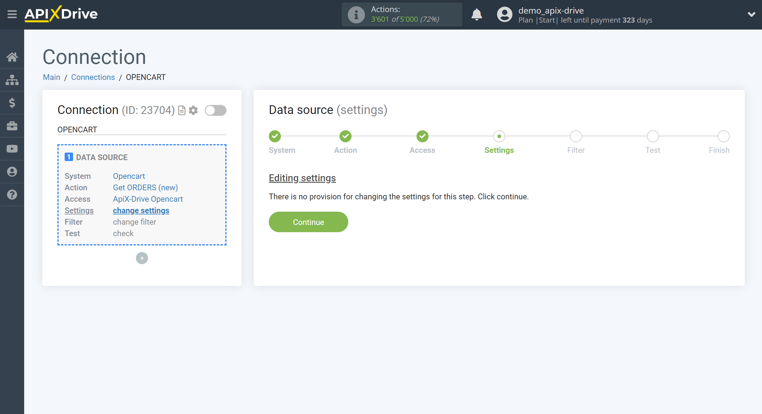 How to Connect Opencart as Data Source | Editing settings