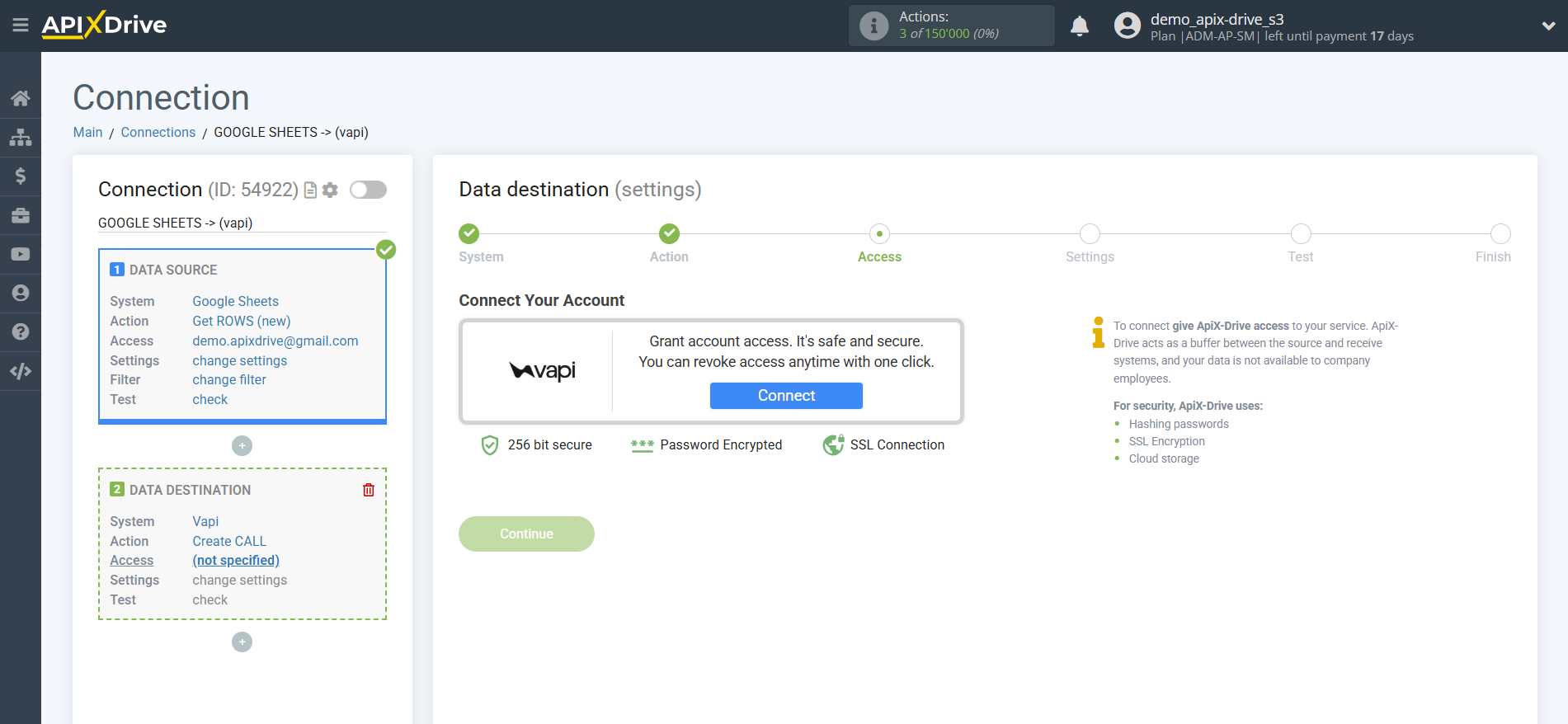 How to Connect Vapi as Data Destination | Account connection