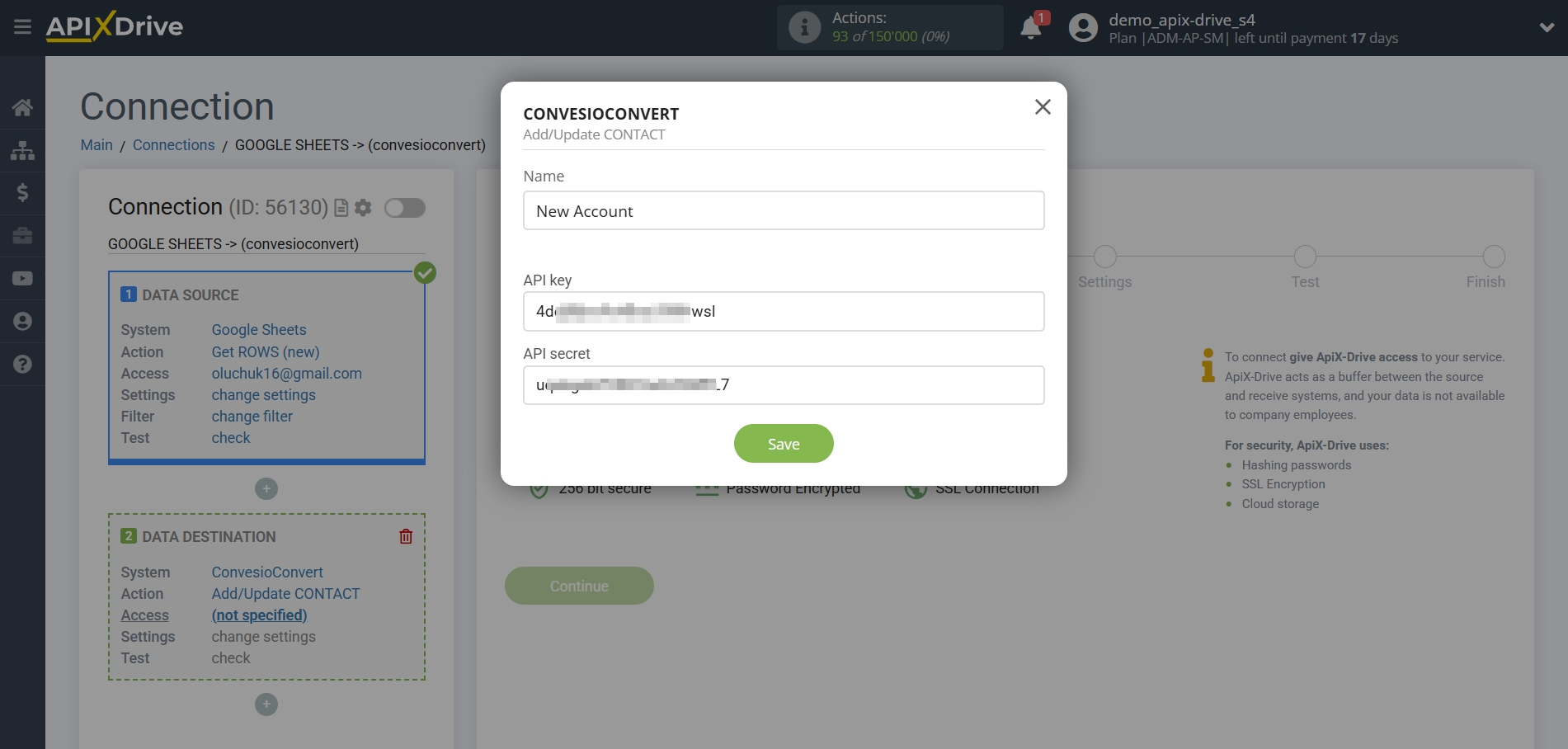 How to Connect ConvesioConvert as Data Destination | Account connection How to Connect ConvesioConvert as Data Destination | Account connection