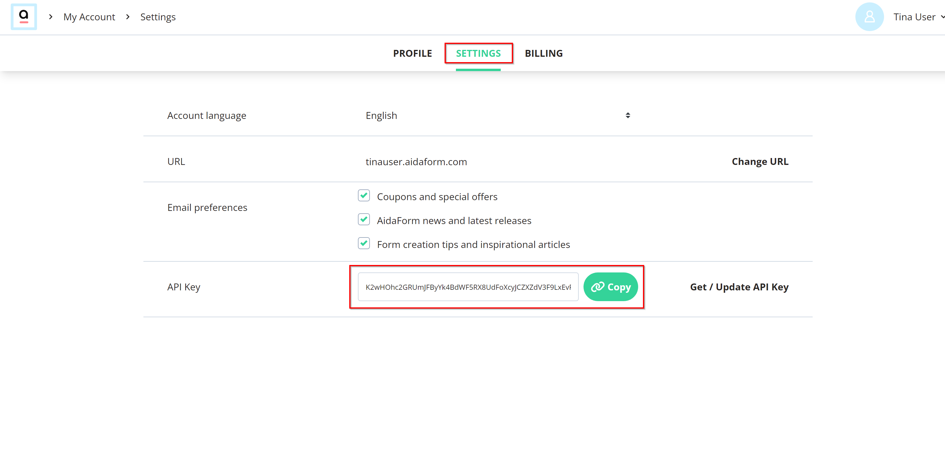 How to Connect AidaForm as Data Source | API Key