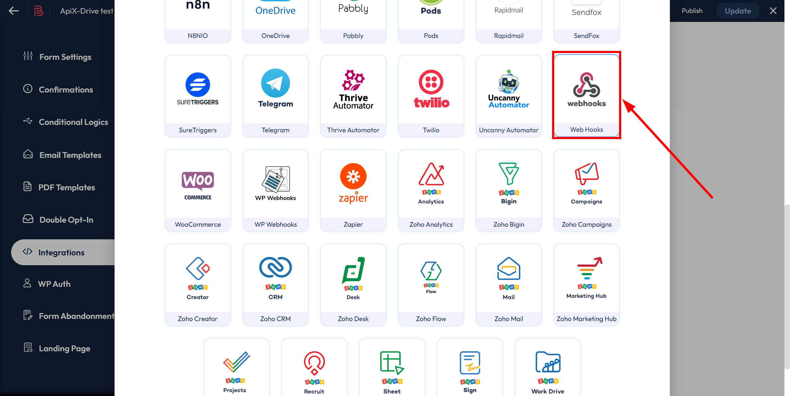 How to Connect Bit Form as Data Source | Selecting a Webhook