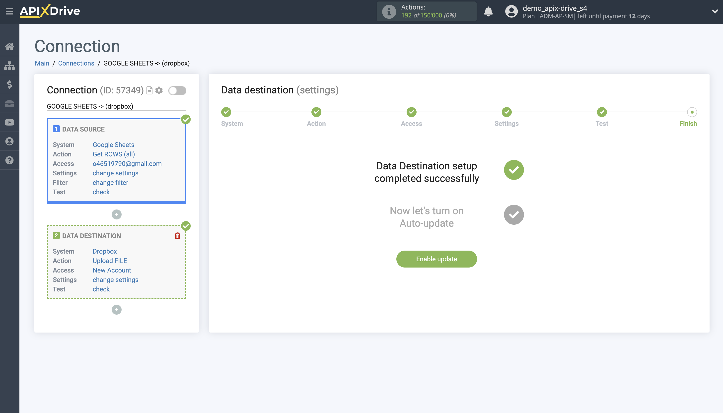 How to Connect Dropbox as Data Destination | Enable auto-update How to Connect Dropbox as Data Destination | Enable auto-update