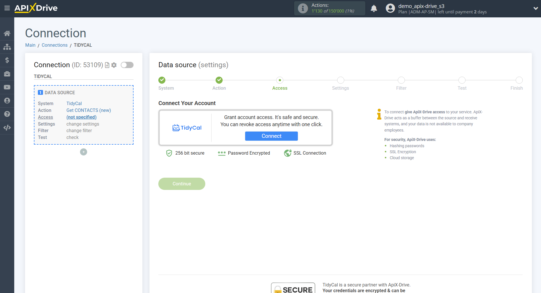 How to Connect Tidycal as Data Source | Connecting account