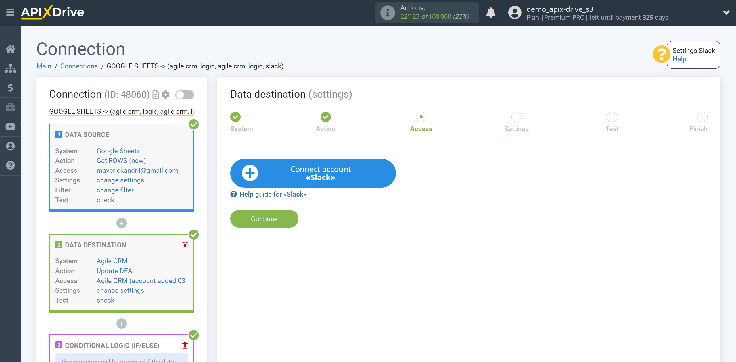 How to setup AgileCRM Update Deal / Create Deal | Account Connections a Data Destination system