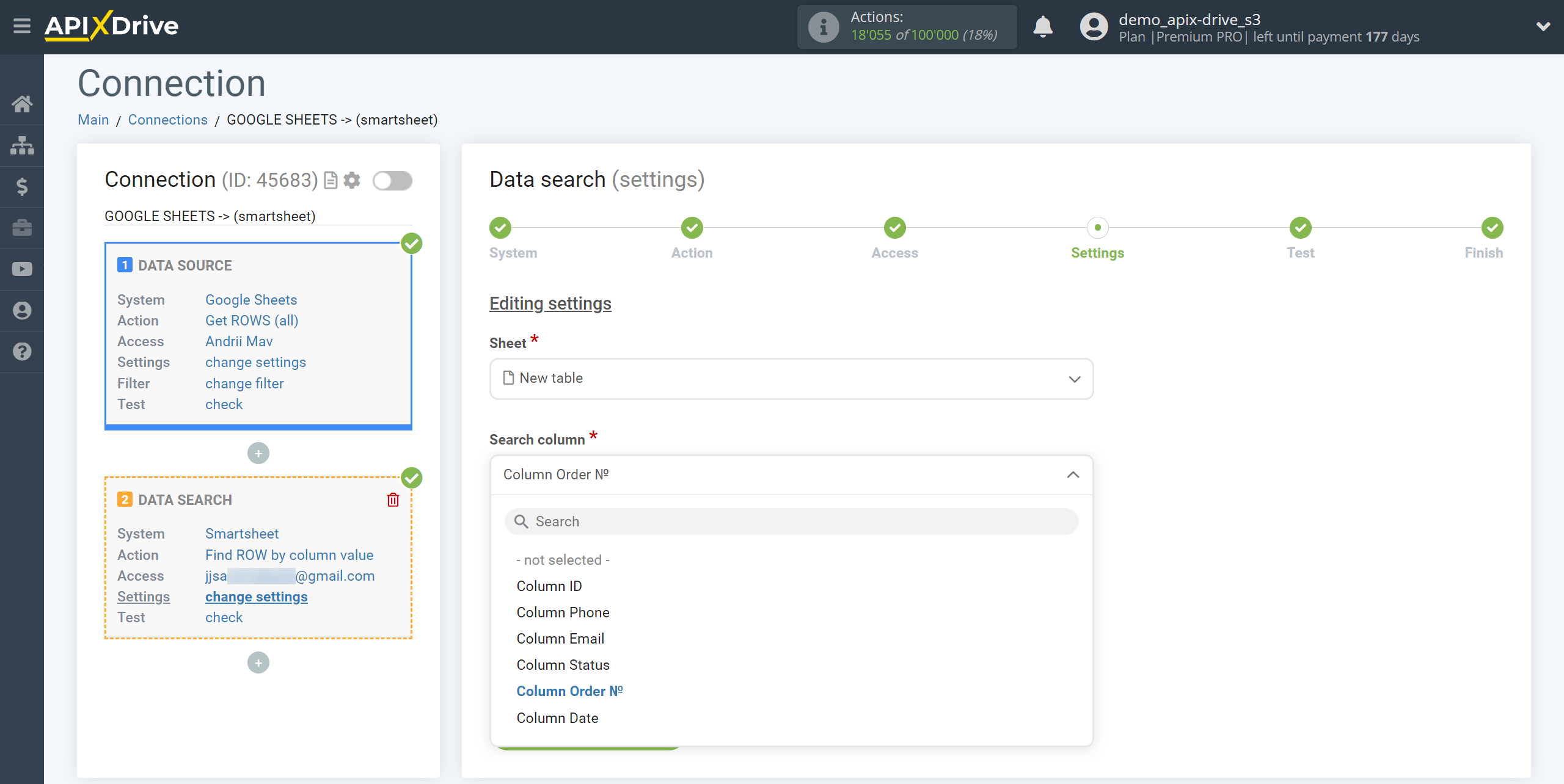 Setting Smartsheet Rows Search in Google Sheets | Assigning fields