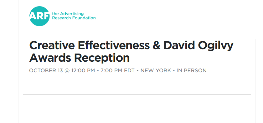 Creative Effectiveness & David Ogilvy Awards Reception