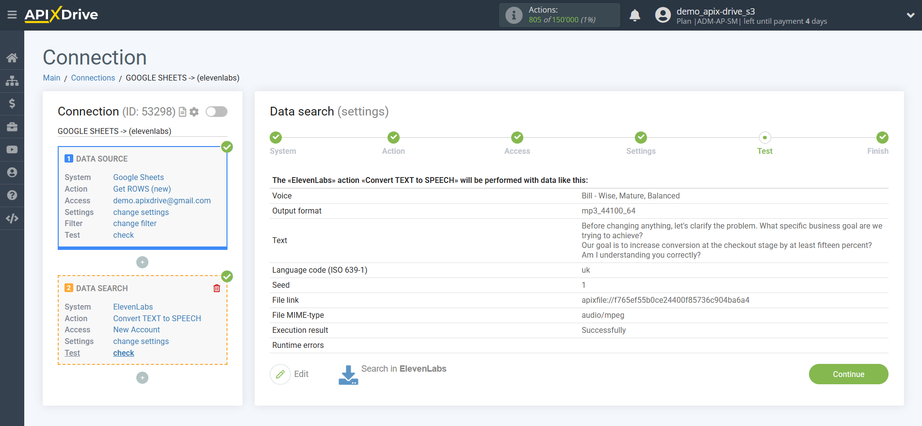 How to Connect Elevenlabs as Data Search | Test data