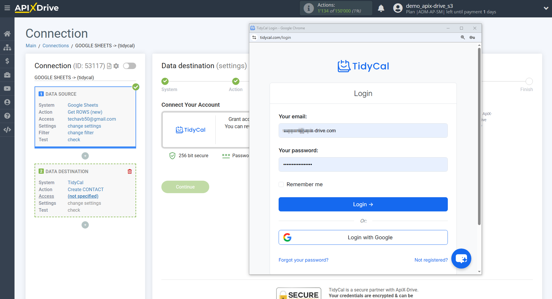 How to Connect Tidycal as Data Destination | Connection setup