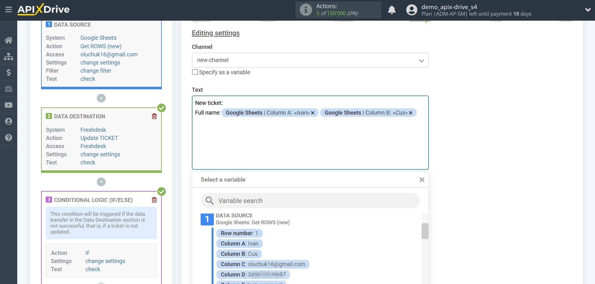 How to setup Freshdesk Update Ticket / Create Ticket | Formation of a message